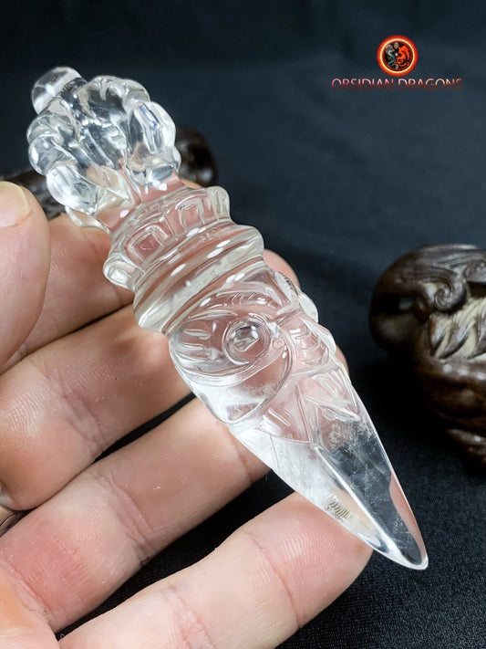 Phurba en cristal de roche- chasser les démons