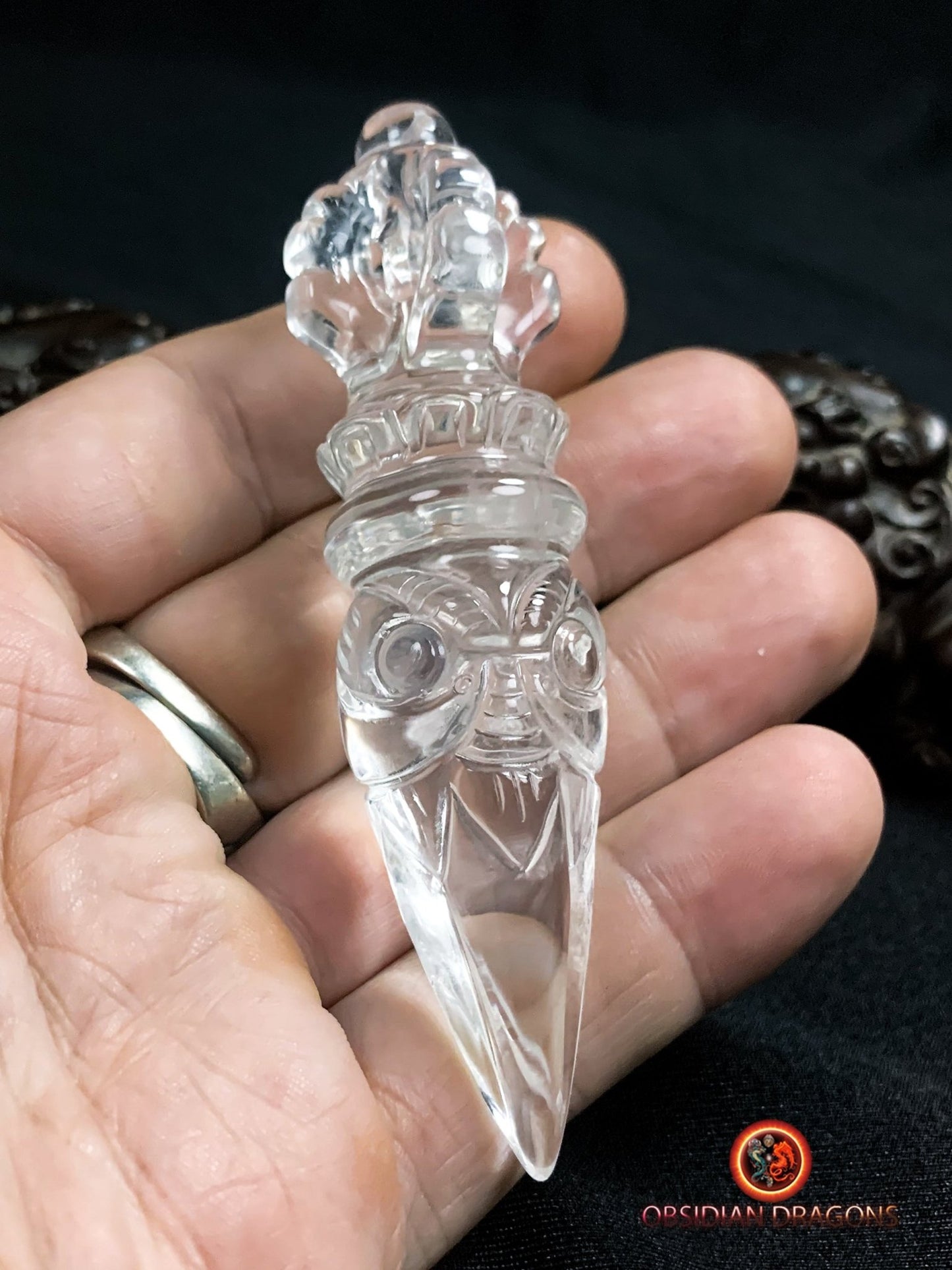 Dague Phurba en cristal de roche- Qualité gemme