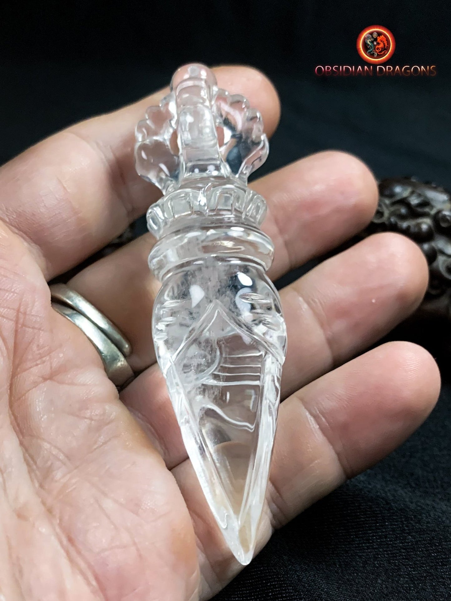 Dague Phurba en cristal de roche- Qualité gemme