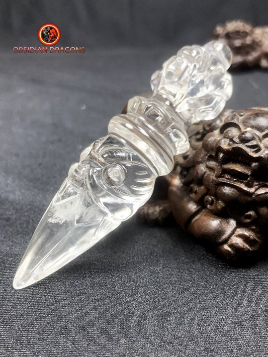 Dague Phurba en cristal de roche- Qualité gemme