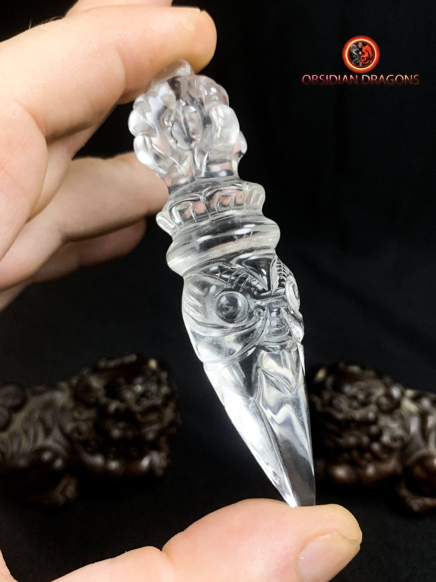 Dague Phurba en cristal de roche- Qualité gemme