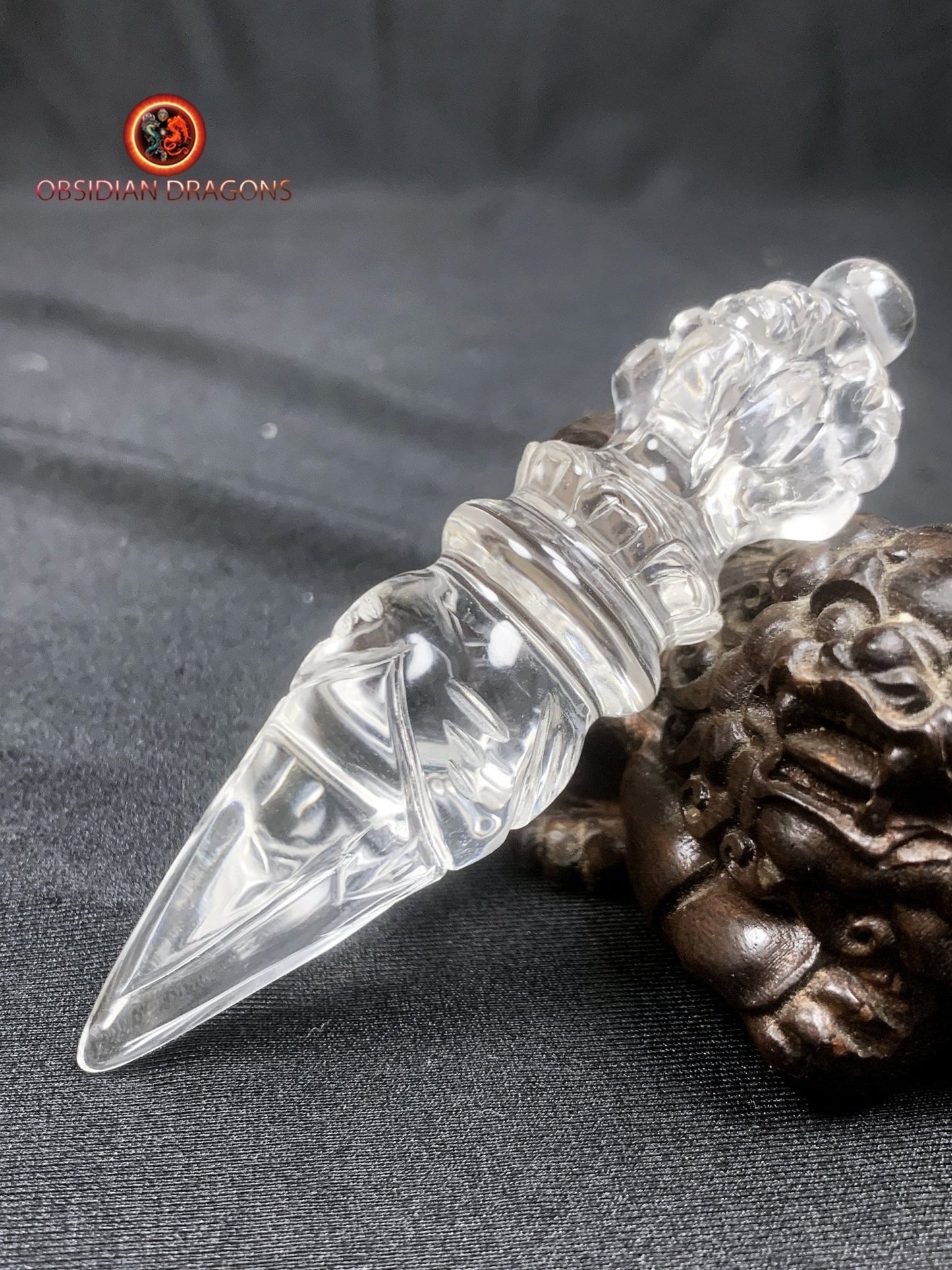 Dague Phurba en cristal de roche- Qualité gemme