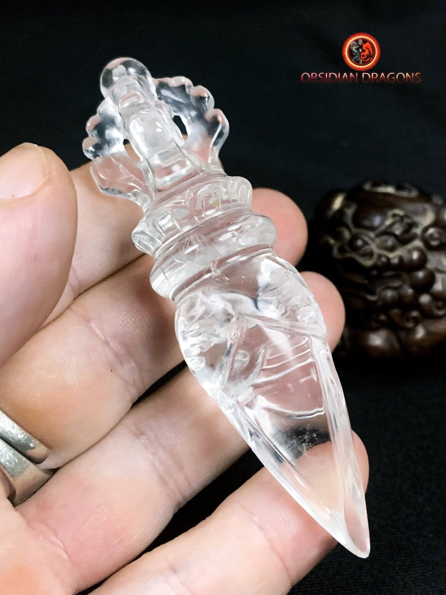 Dague Phurba en cristal de roche- Qualité gemme