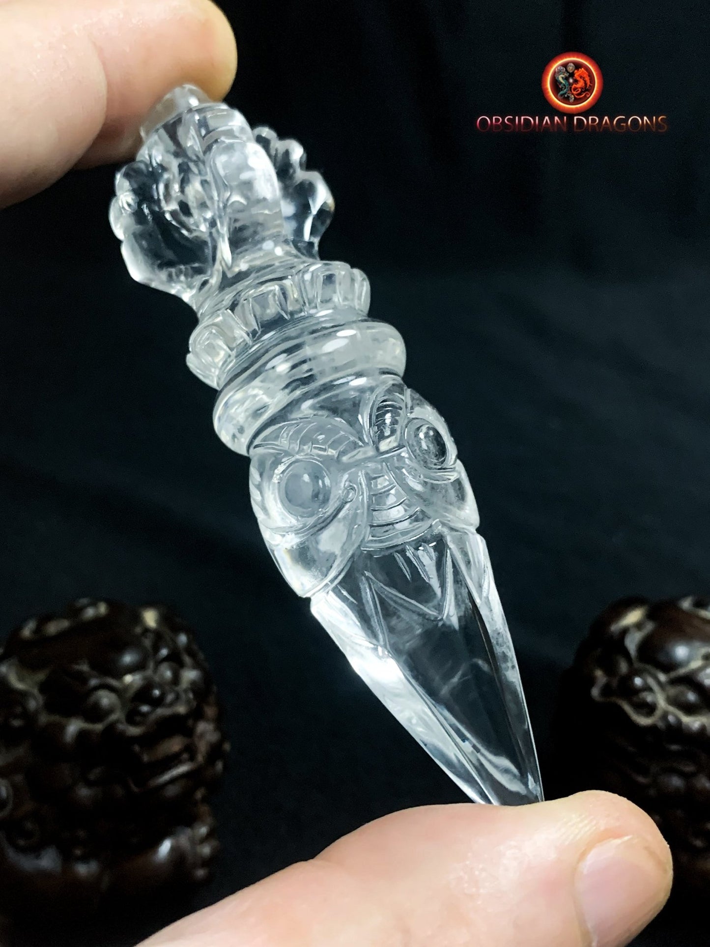 Dague Phurba en cristal de roche- Qualité gemme