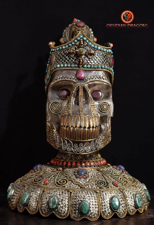 Grand crâne de cristal tibétain authentique- cérémonie tantrique