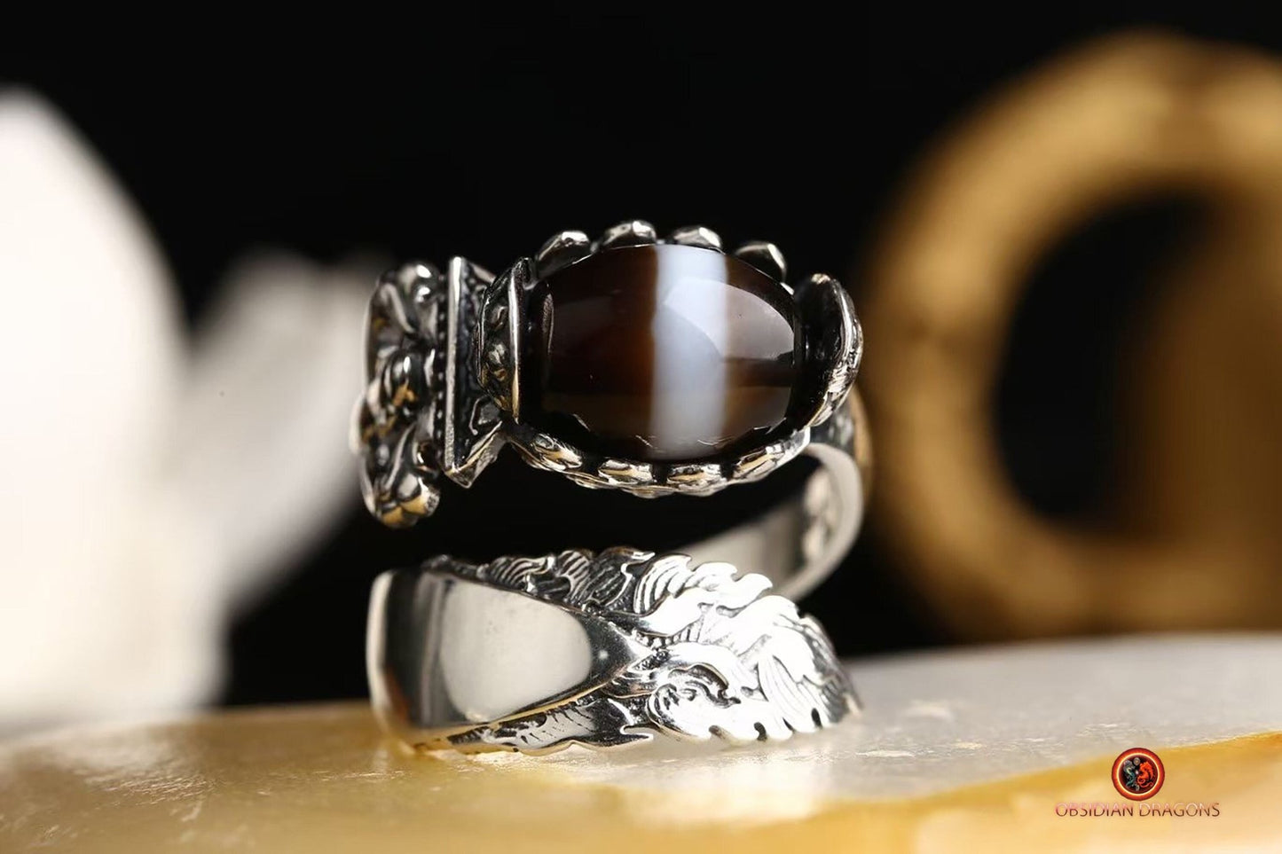 Bague bouddhiste tibétaine- DZI- épée de manjushri