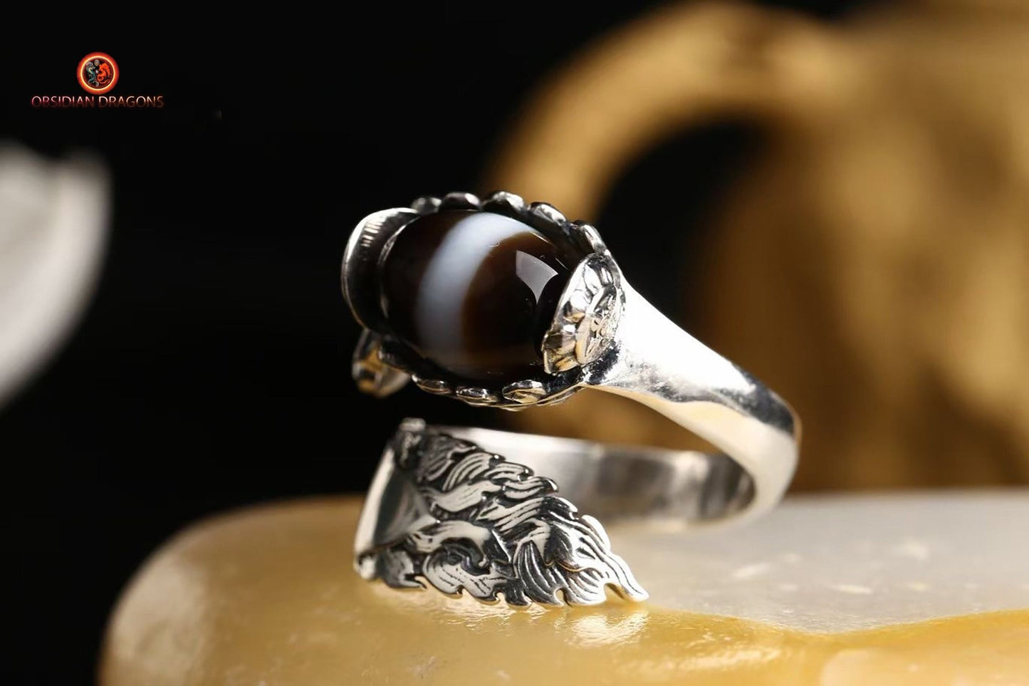 Bague bouddhiste tibétaine- DZI- épée de manjushri