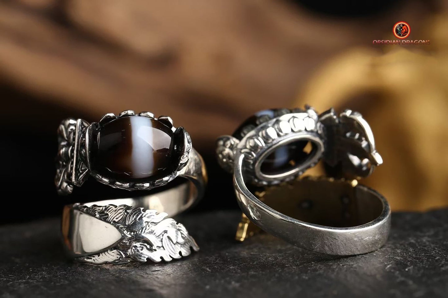 Bague bouddhiste tibétaine- DZI- épée de manjushri