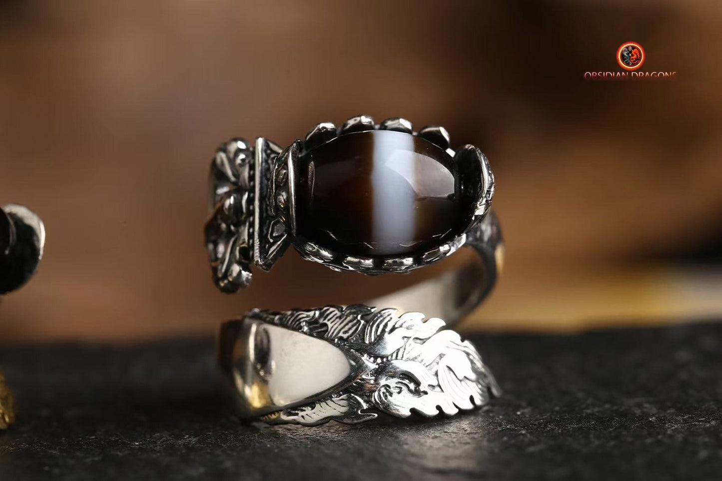 Bague bouddhiste tibétaine- DZI- épée de manjushri