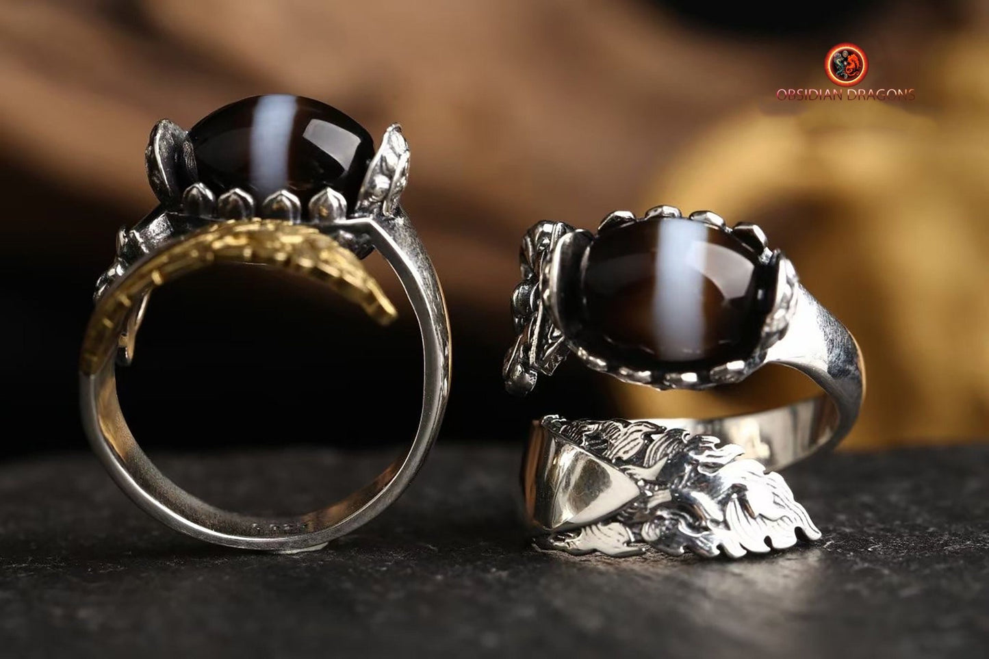 Bague bouddhiste tibétaine- DZI- épée de manjushri