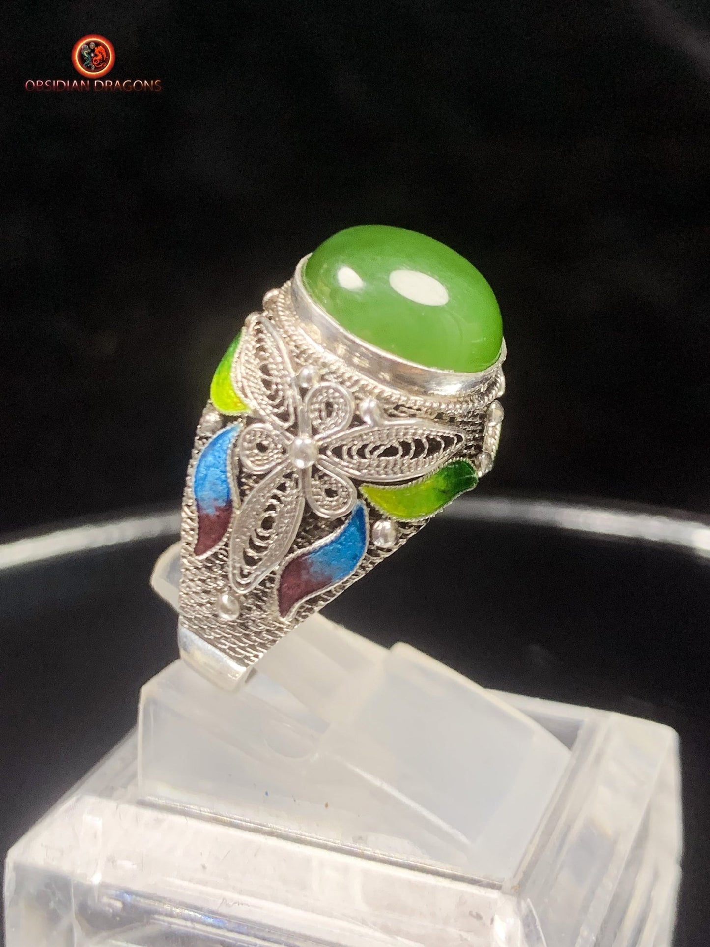 Bague traditionnelle de la Cité interdite- Jade- Filigrane | obsidian dragons