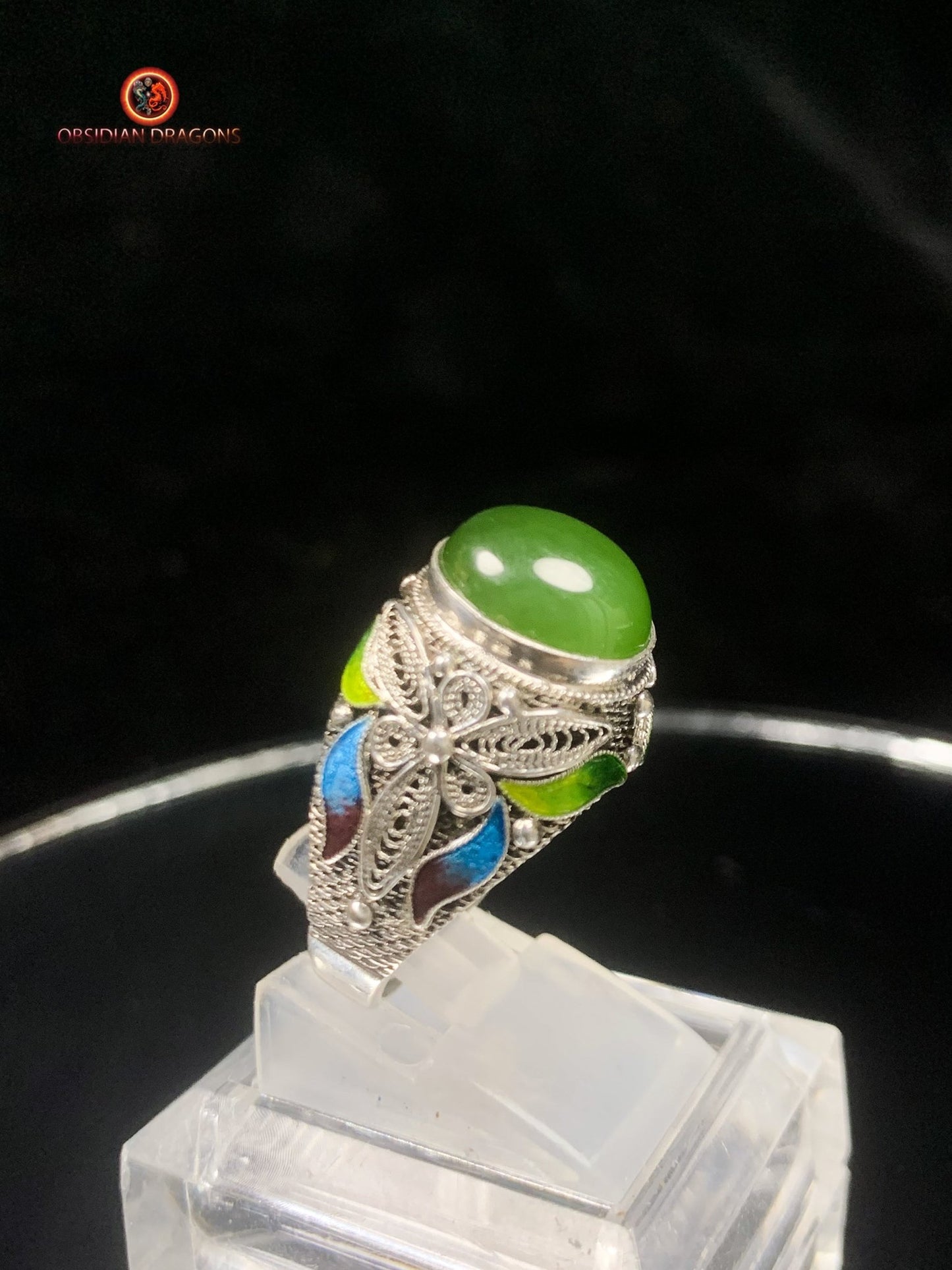 Bague traditionnelle de la Cité interdite- Jade- Filigrane | obsidian dragons