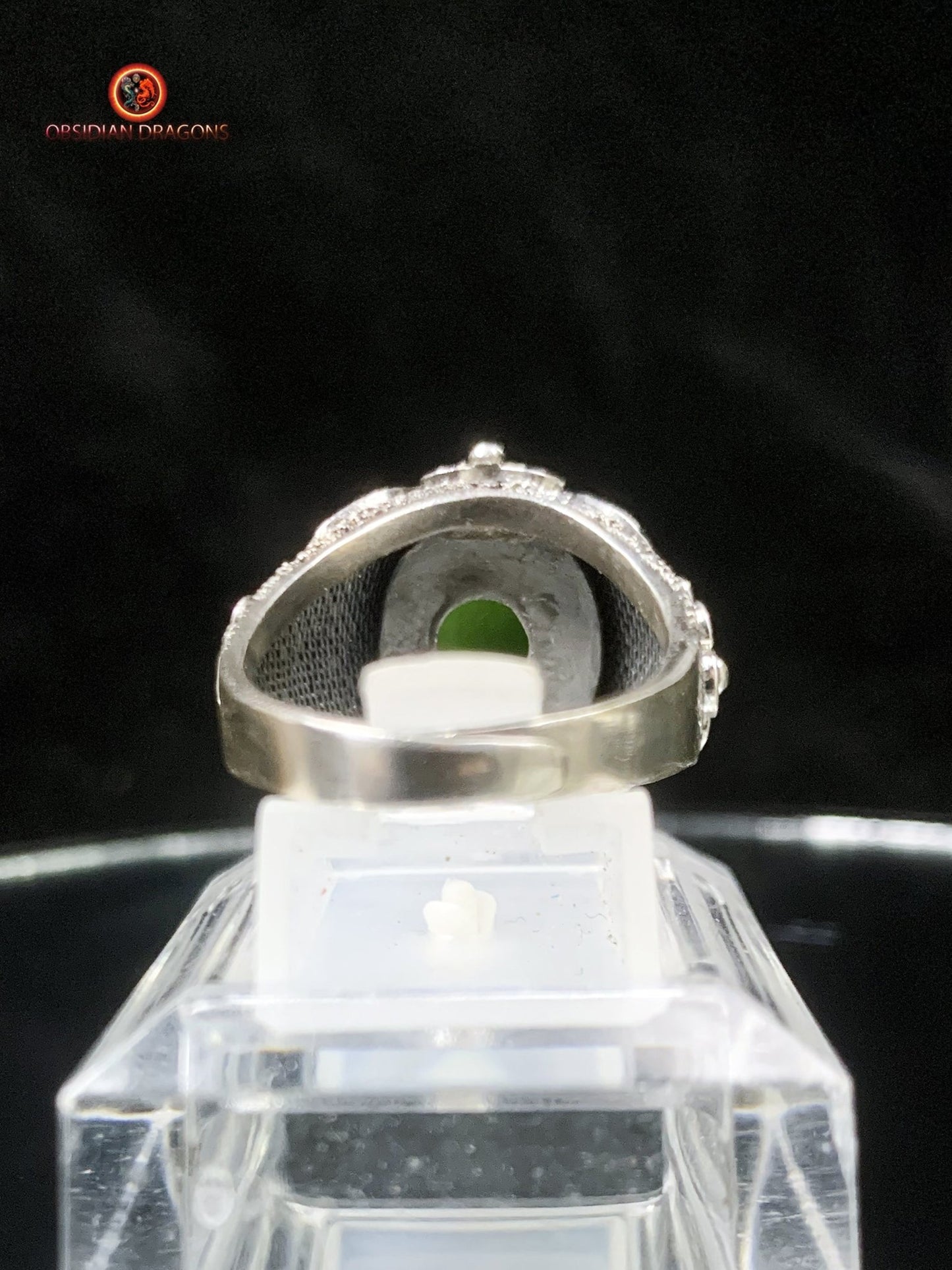 Bague Jade- Argent filigrané- Dynastie Qing | obsidian dragons