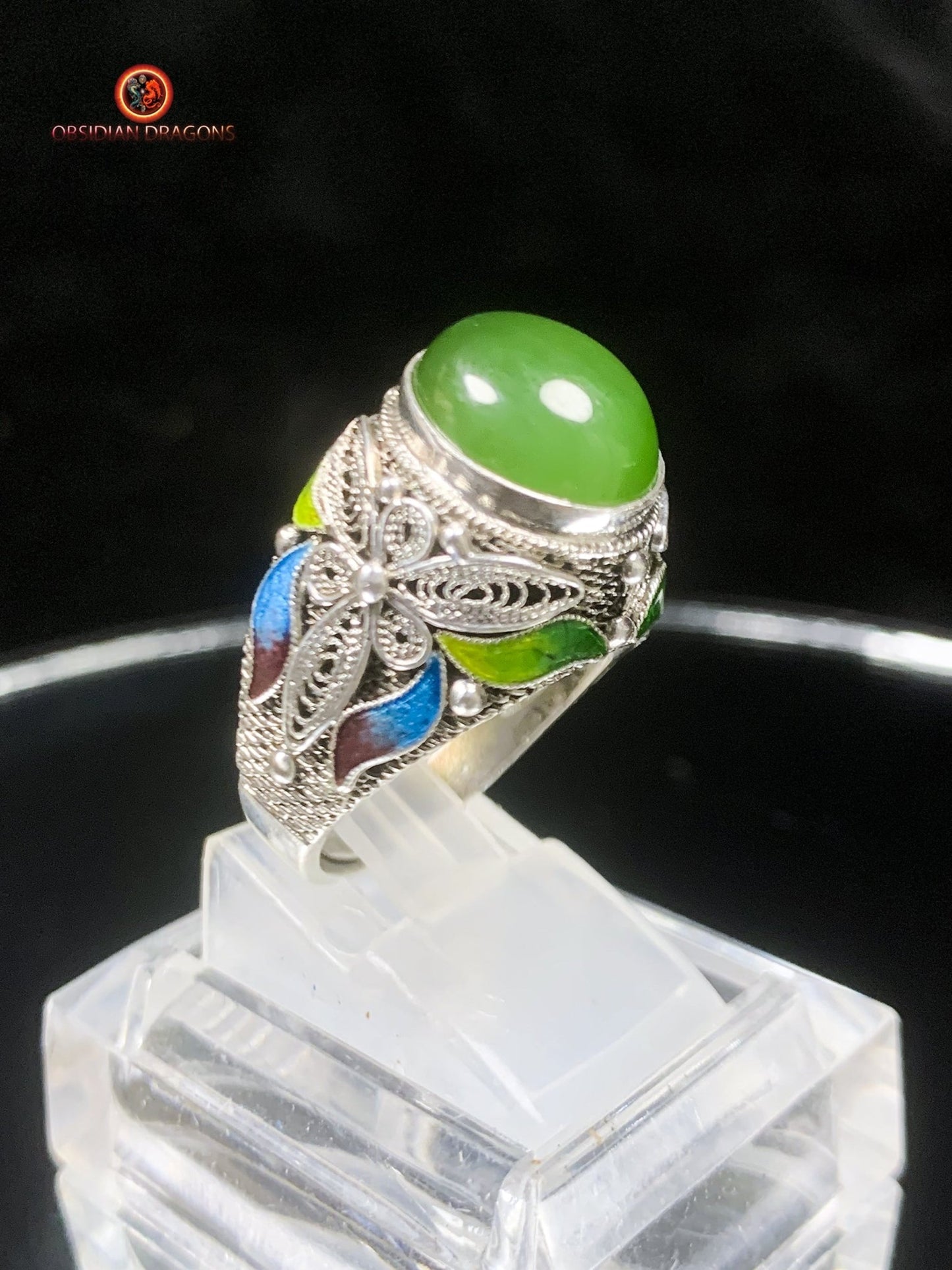 Bague traditionnelle de la Cité interdite- Jade- Filigrane | obsidian dragons