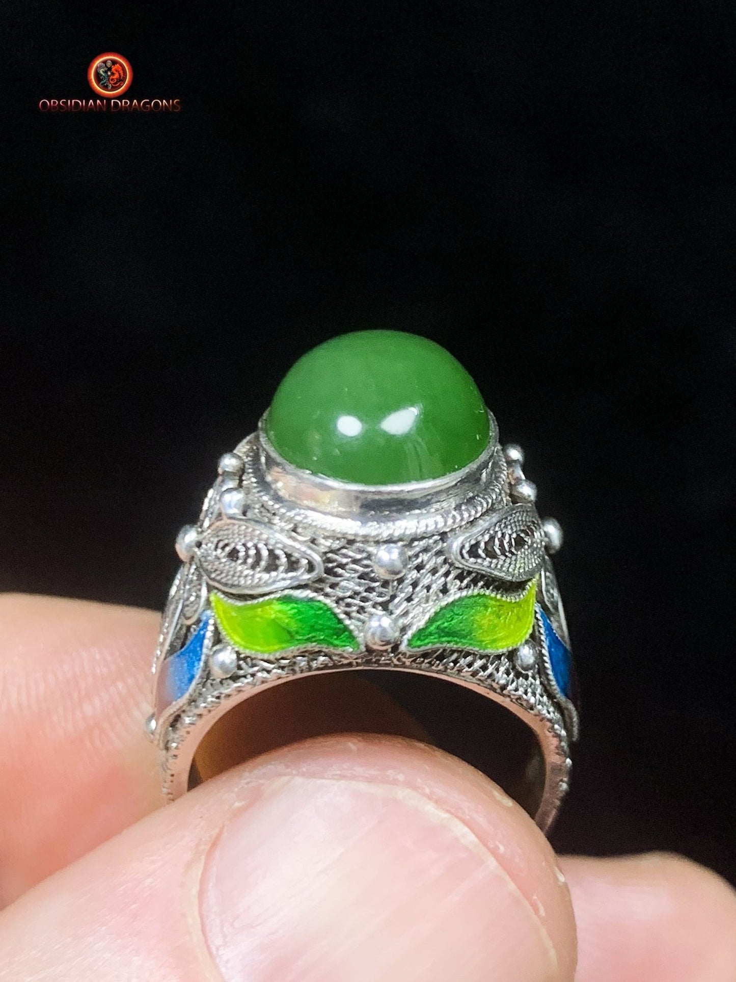 Bague traditionnelle de la Cité interdite- Jade- Filigrane | obsidian dragons