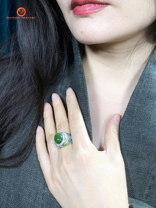 Bague traditionnelle de la Cité interdite- Jade- Filigrane | obsidian dragons