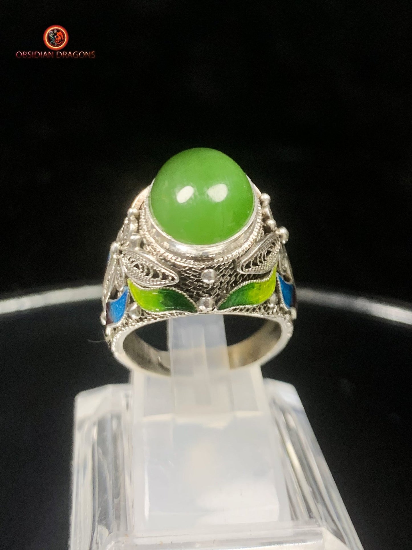 Bague traditionnelle de la Cité interdite- Jade- Filigrane | obsidian dragons