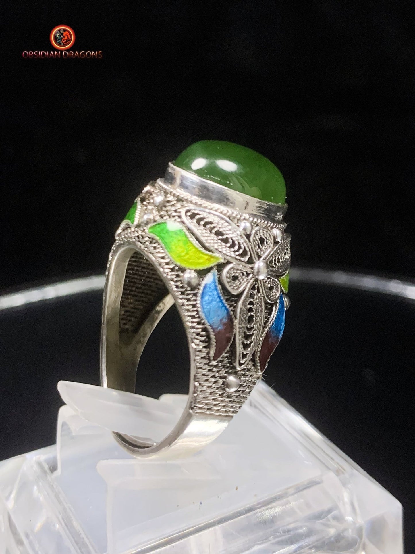 Bague traditionnelle de la Cité interdite- Jade- Filigrane | obsidian dragons