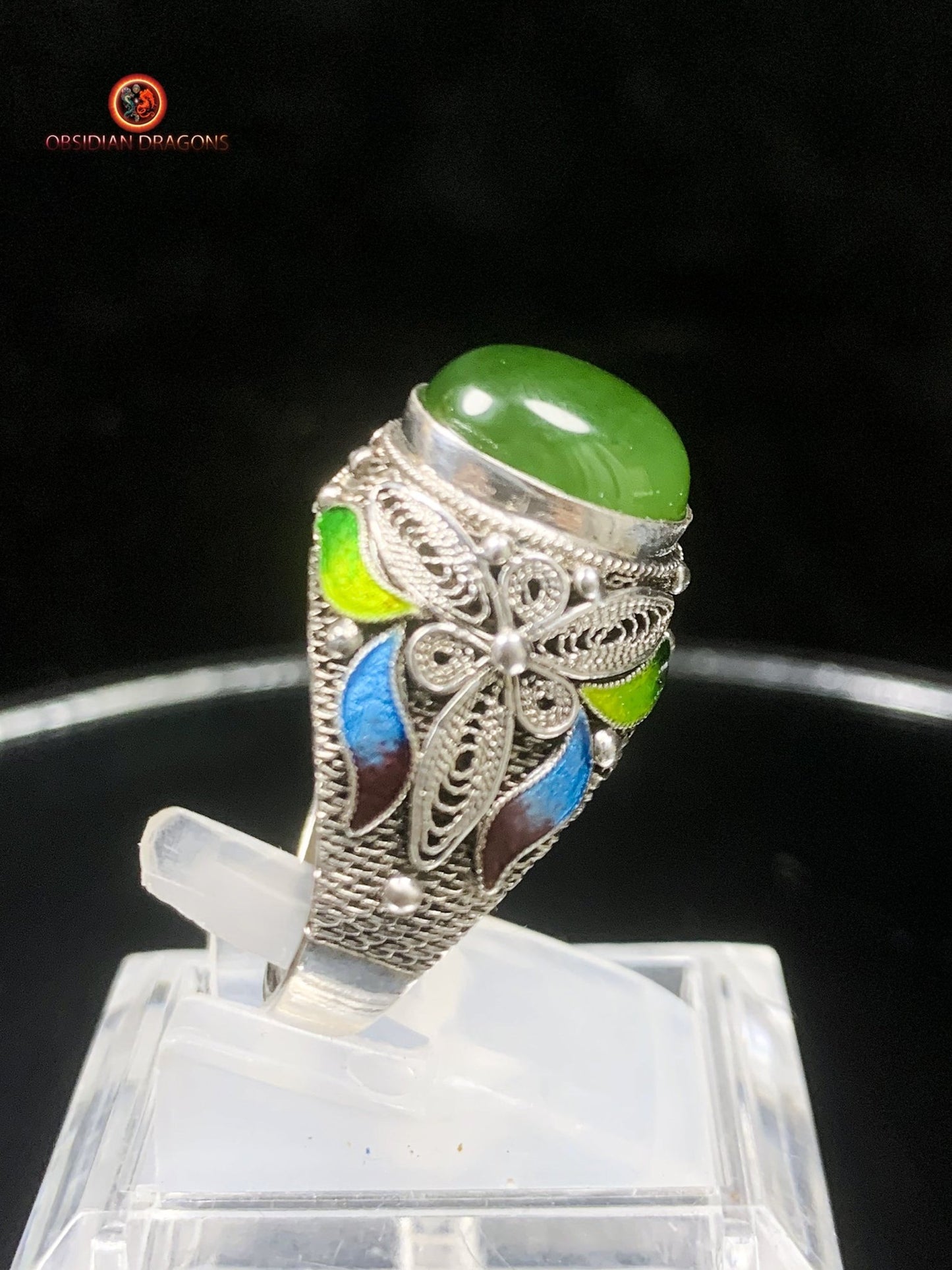 Bague traditionnelle de la Cité interdite- Jade- Filigrane | obsidian dragons