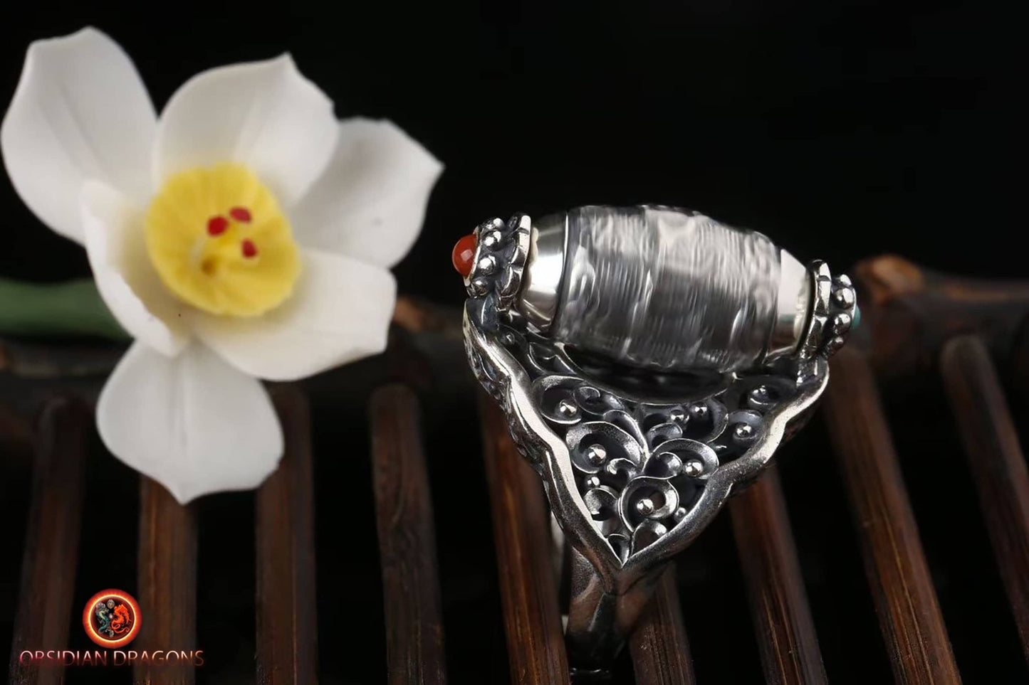 Bague mantra - om mani padme hum- moulin à prière