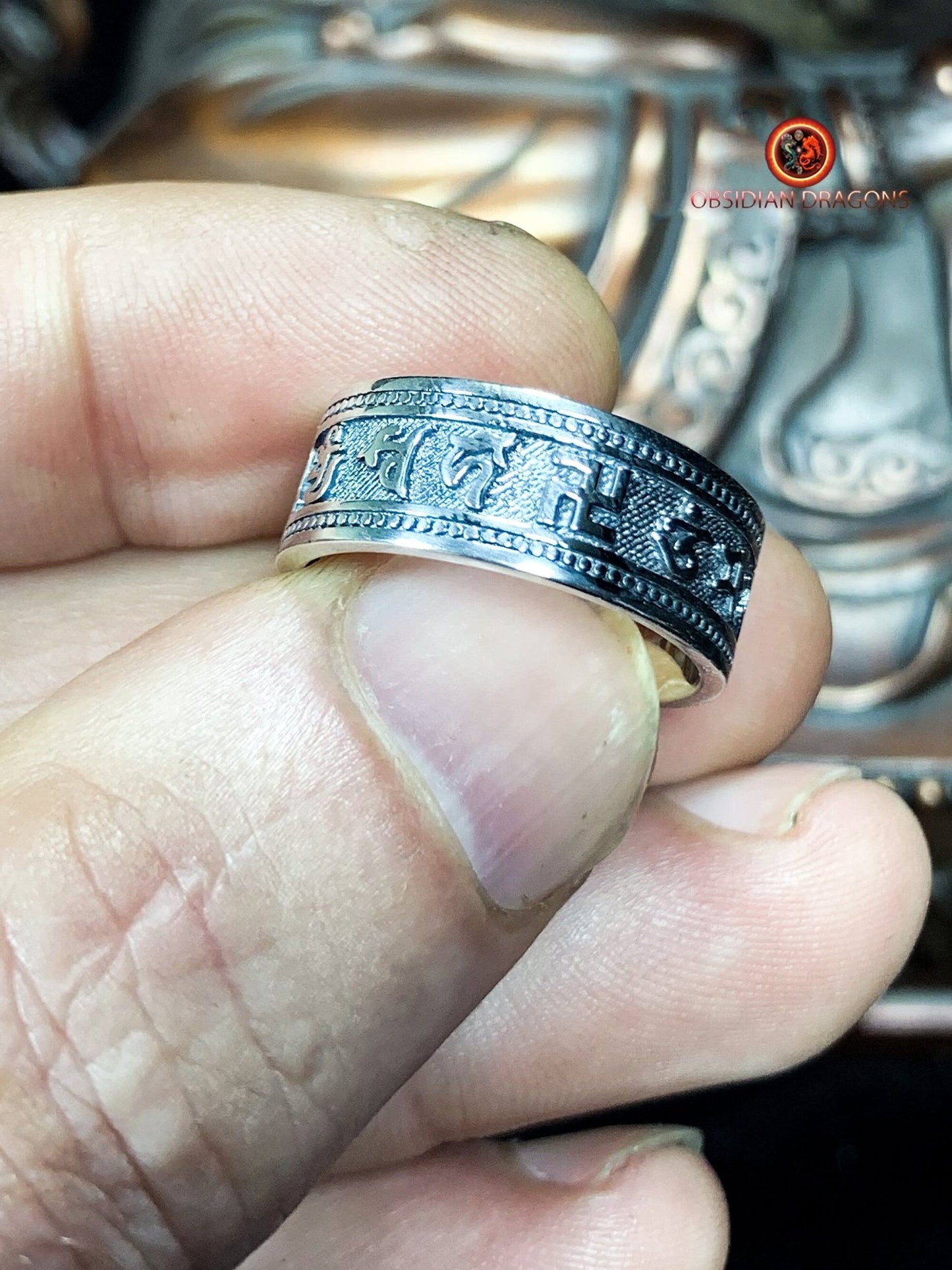 Bague mantra de la compassion- argent 925
