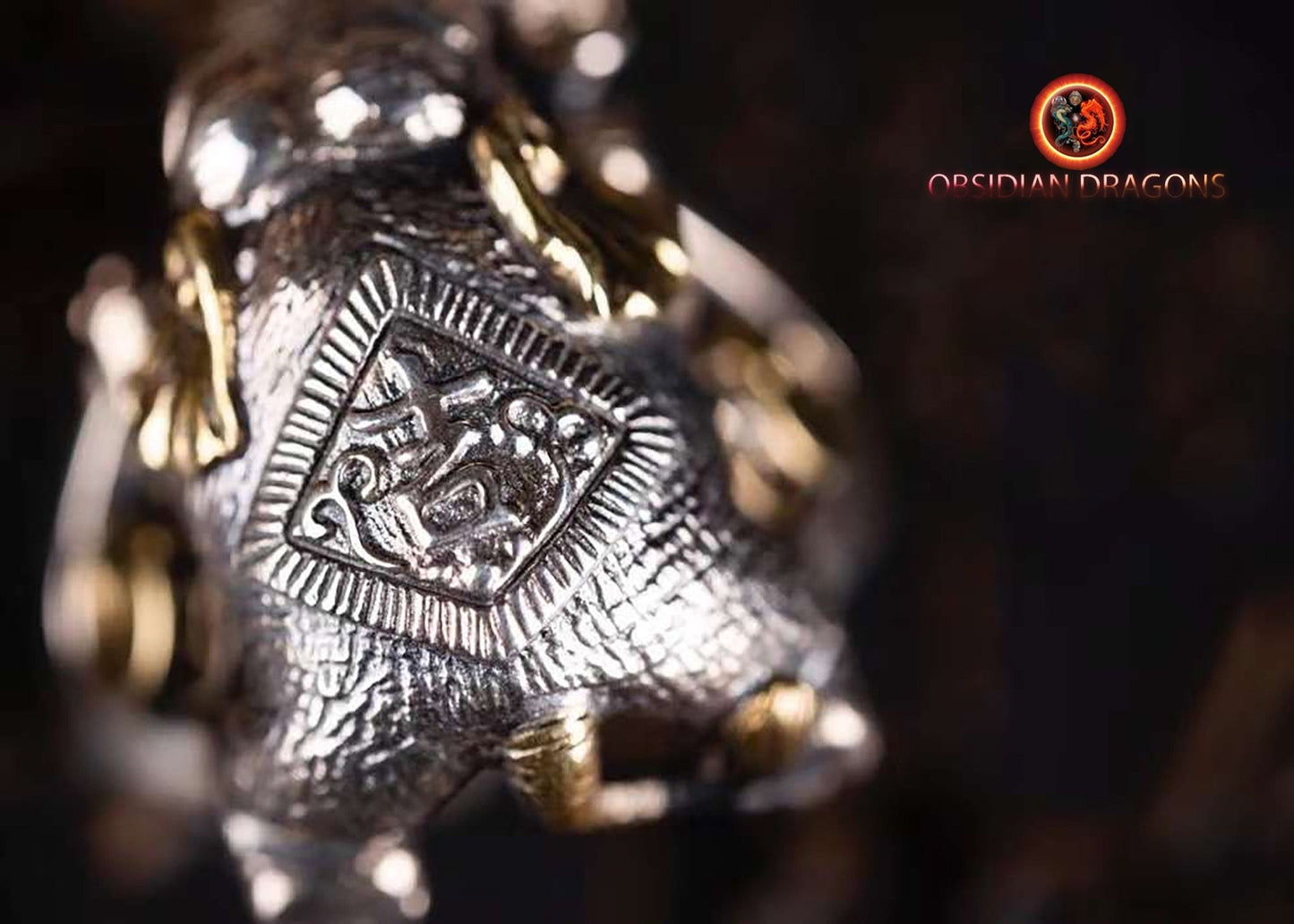 Bague Ganesh, le dieu elephant, argent 925, au choix turquoises ou agates nan hong, bague réglable à toute tailles de doigt, coulissant. - obsidian dragon
