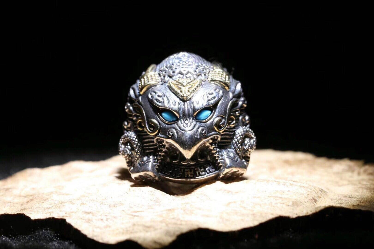 Bague Garuda- argent 925- bronze- turquoise