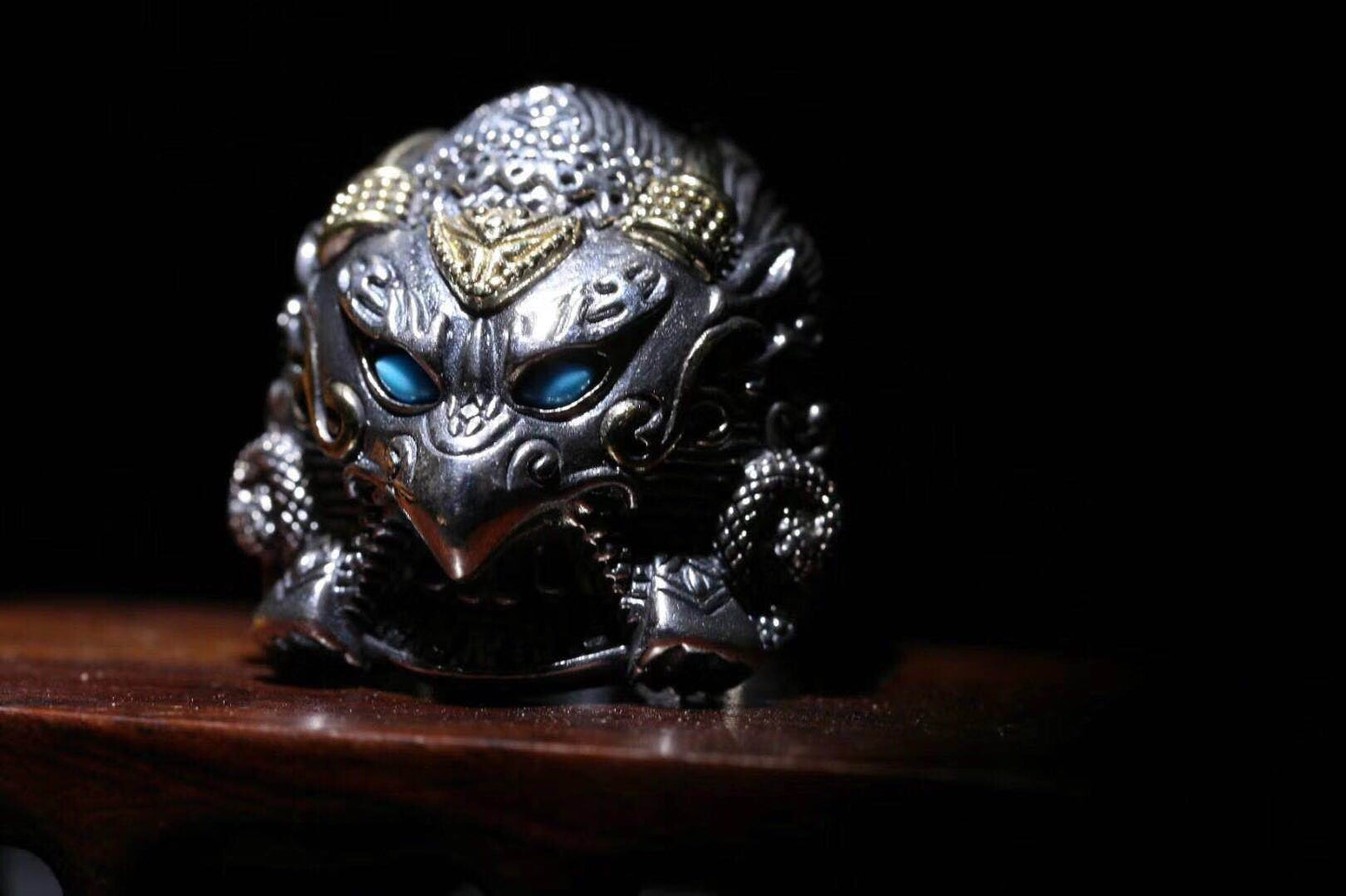 Bague Garuda- argent 925- bronze- turquoise