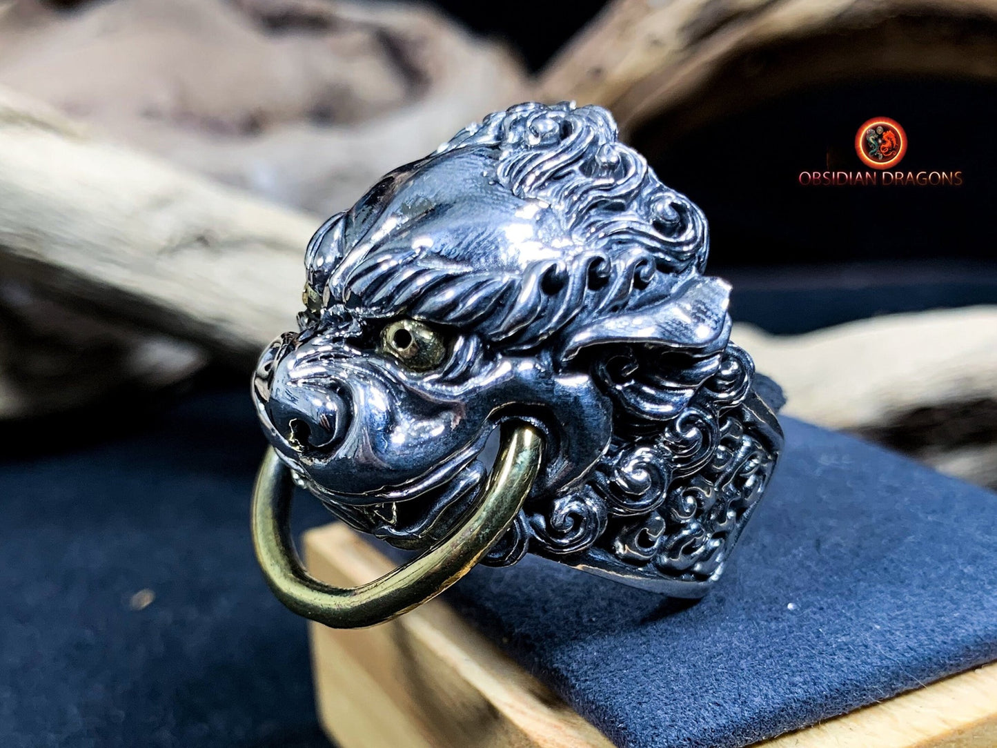 Bague lion de Bouddha- gardien protecteur