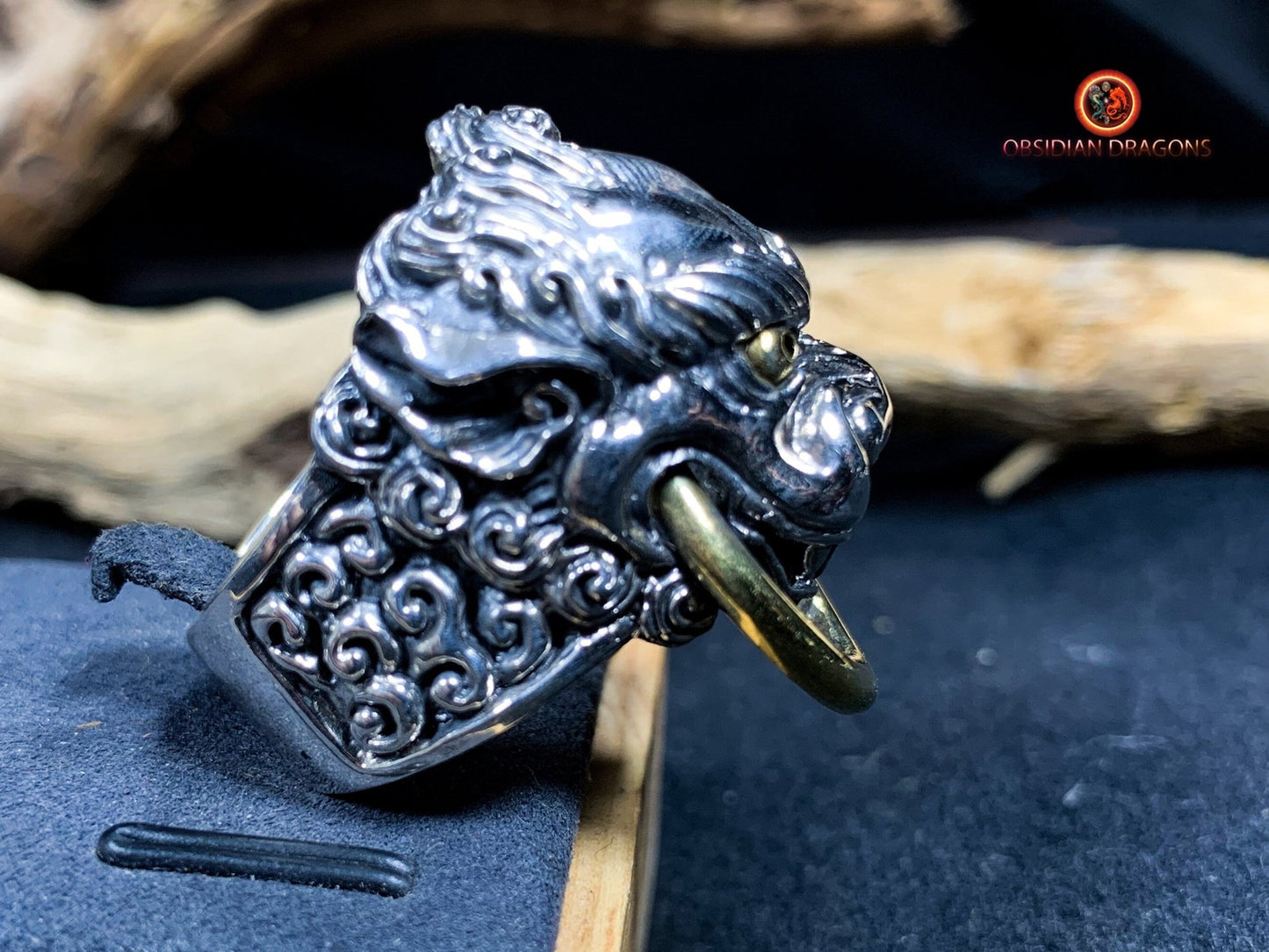Bague lion de Bouddha- gardien protecteur