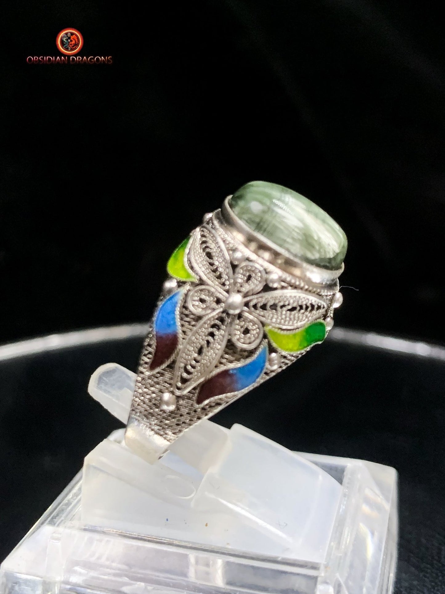 Bague en séraphinite- Argent 925- Cité interdite | obsidian dragons