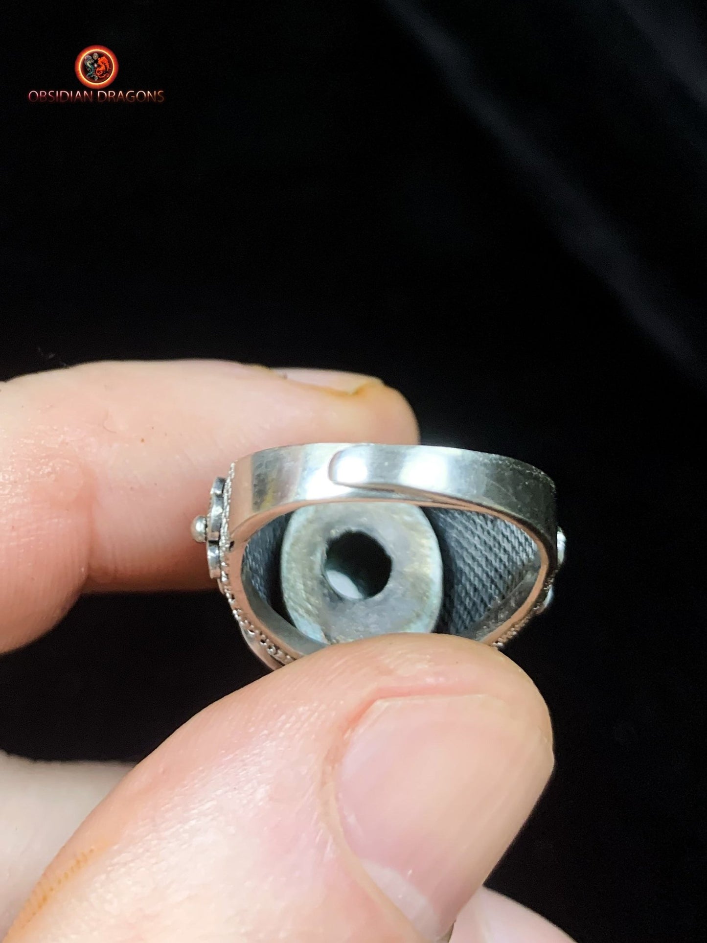 Bague en séraphinite- Argent- Traditionnel Dynastie Qing | obsidian dragons