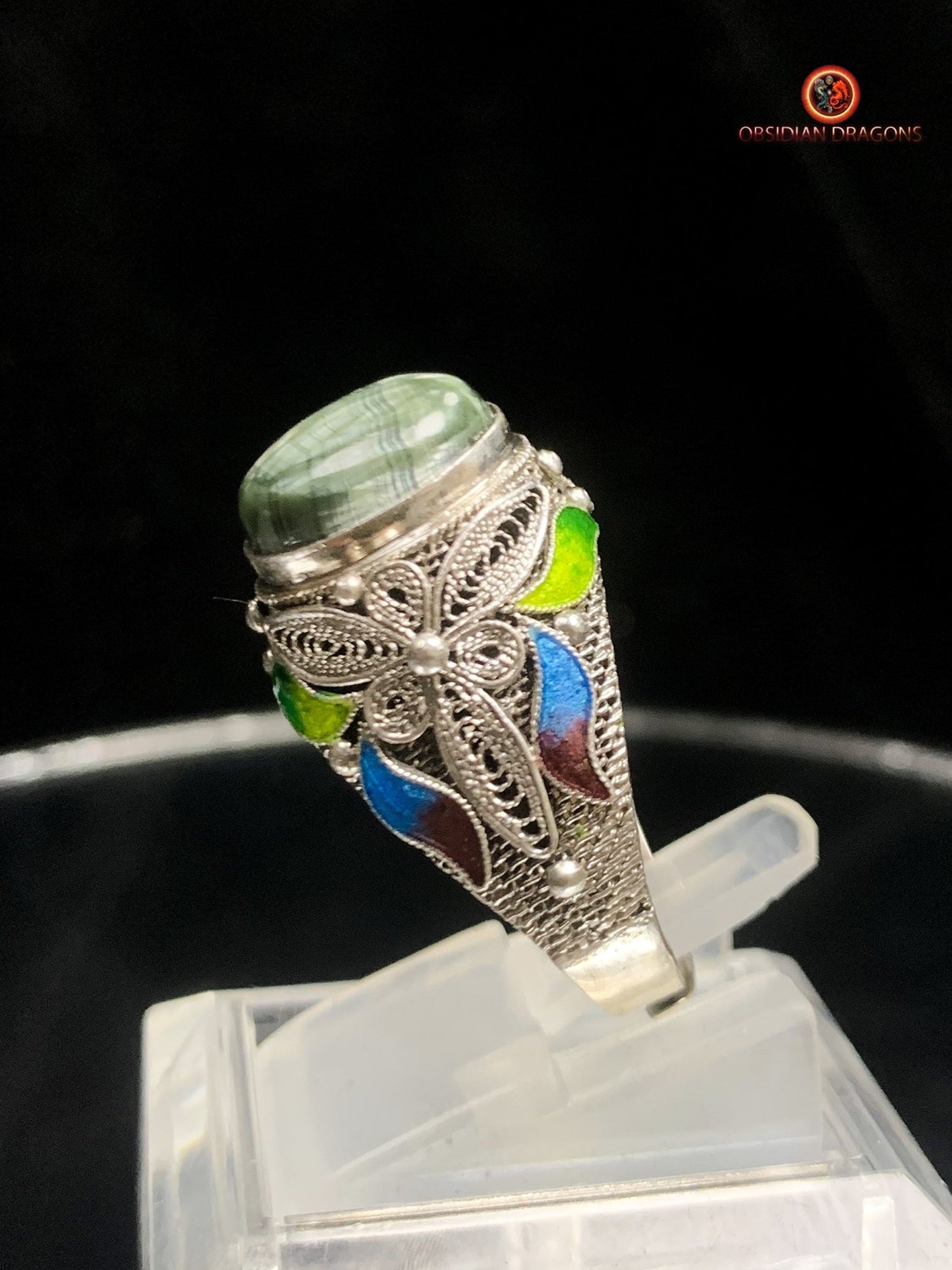 Bague en séraphinite- Argent 925- Cité interdite | obsidian dragons