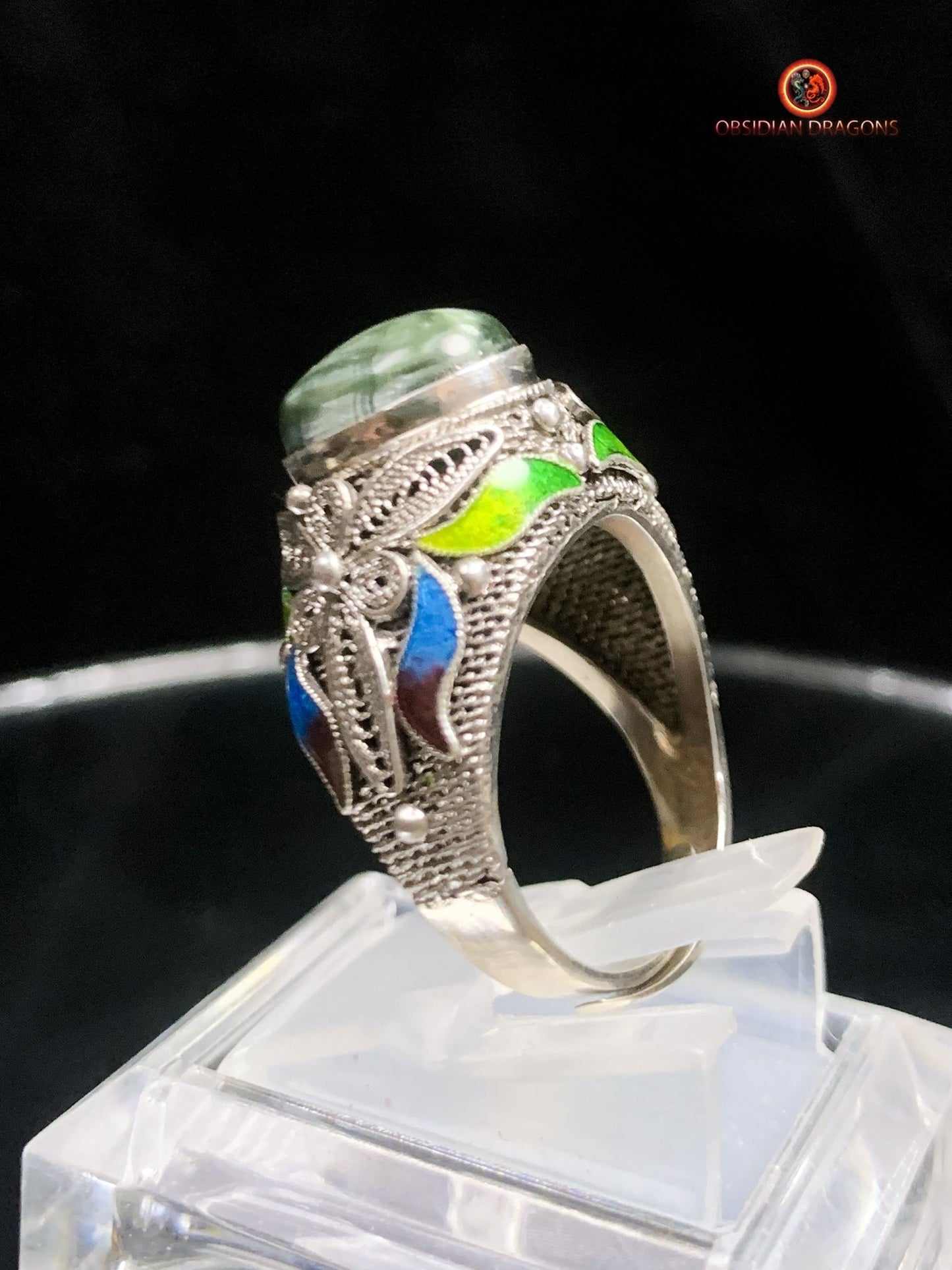 Bague en séraphinite- Argent 925- Cité interdite | obsidian dragons