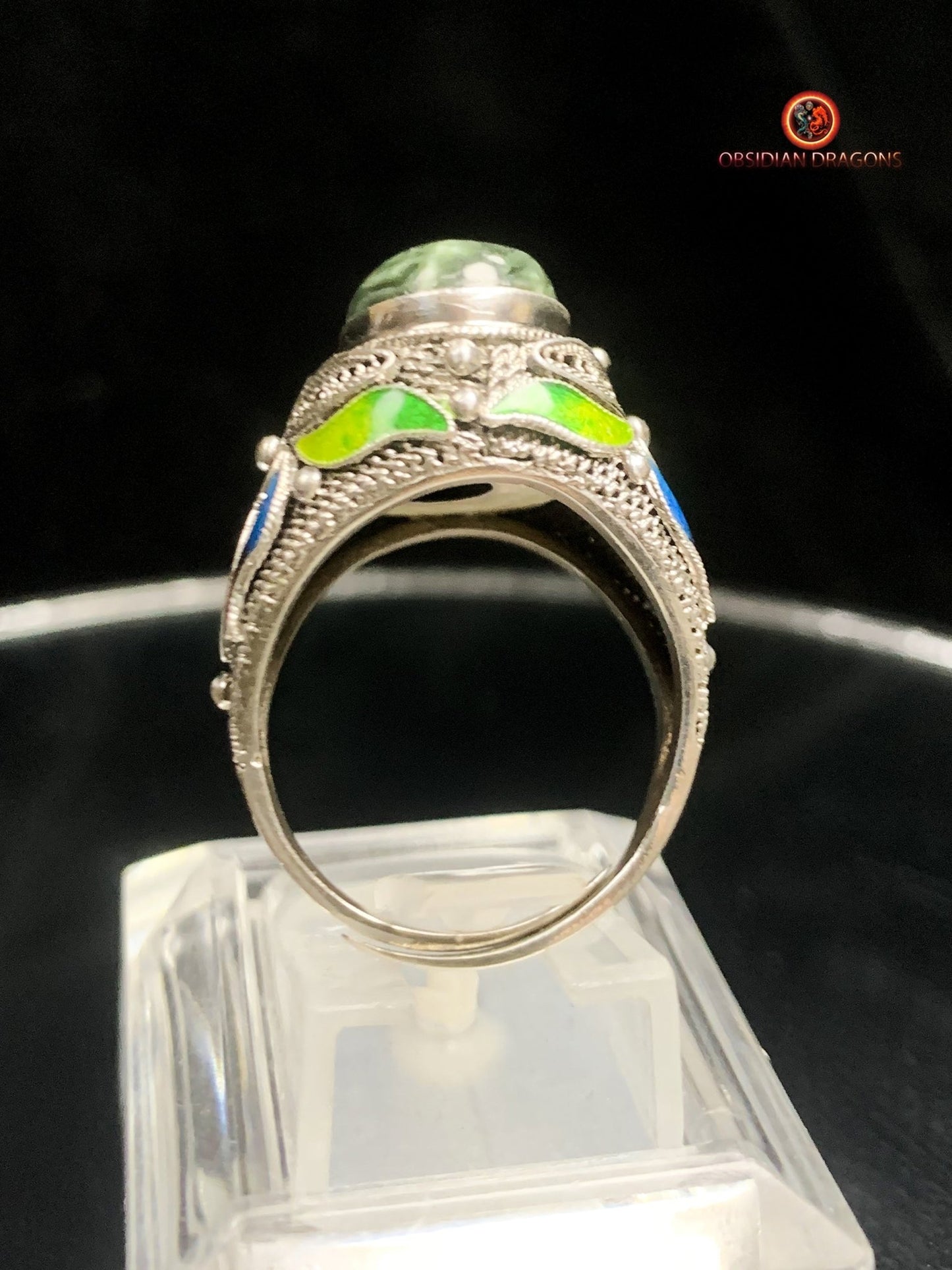 Bague en séraphinite- Argent 925- Cité interdite | obsidian dragons