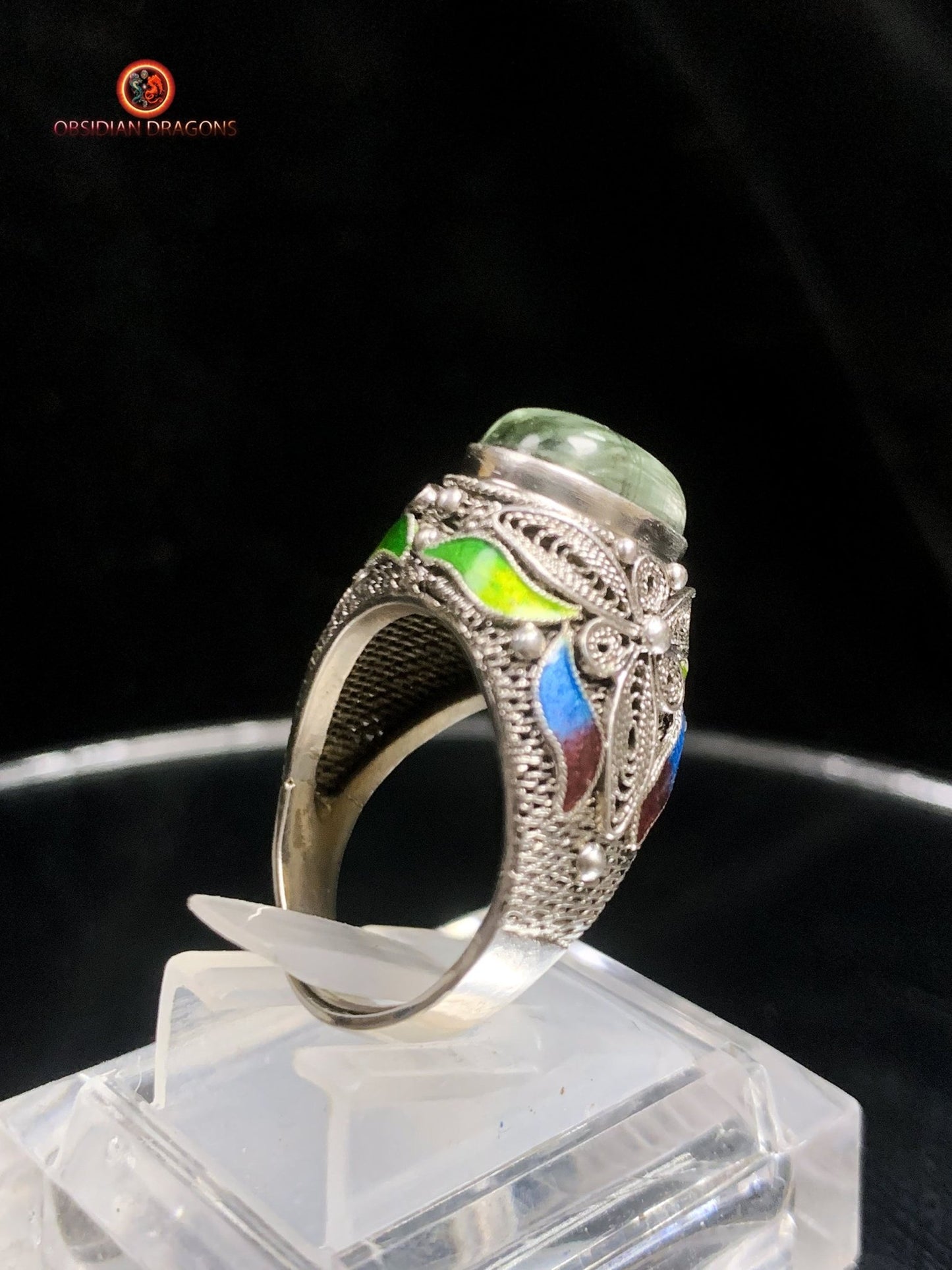 Bague en séraphinite- Argent 925- Cité interdite | obsidian dragons