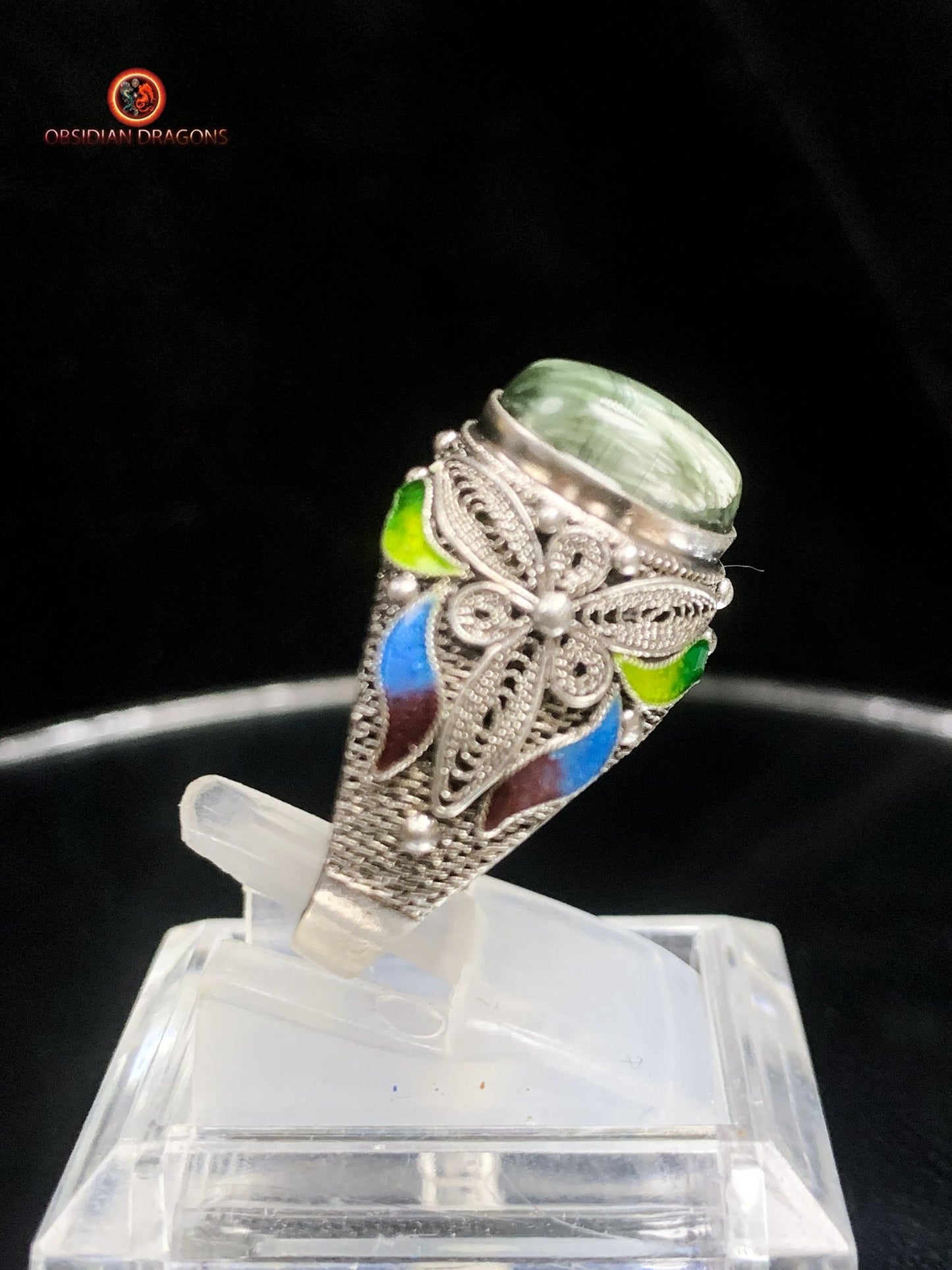 Bague en séraphinite- Argent 925- Cité interdite | obsidian dragons