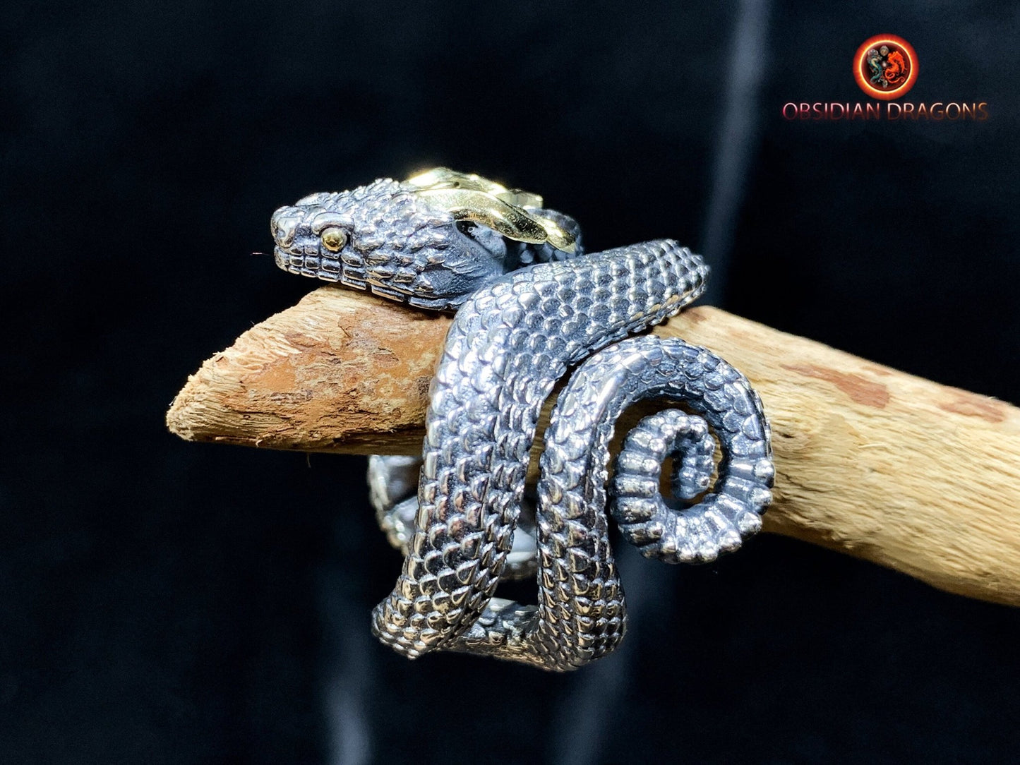 Bague serpent en argent 925- totem chamanique