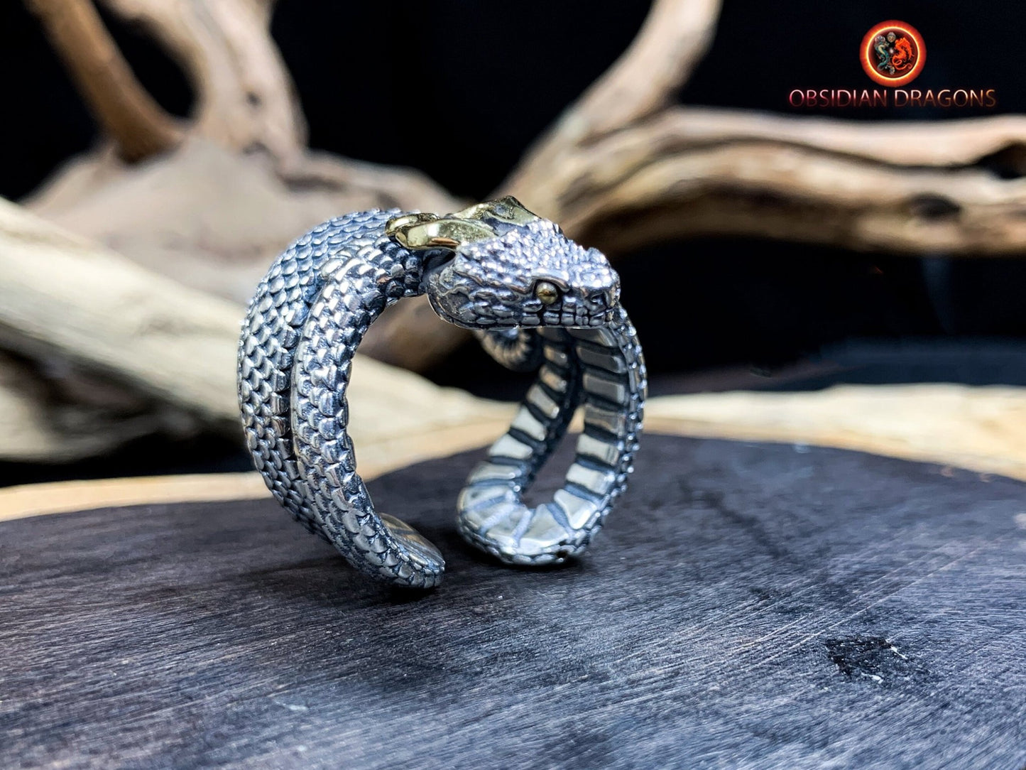 Bague serpent en argent 925- totem chamanique