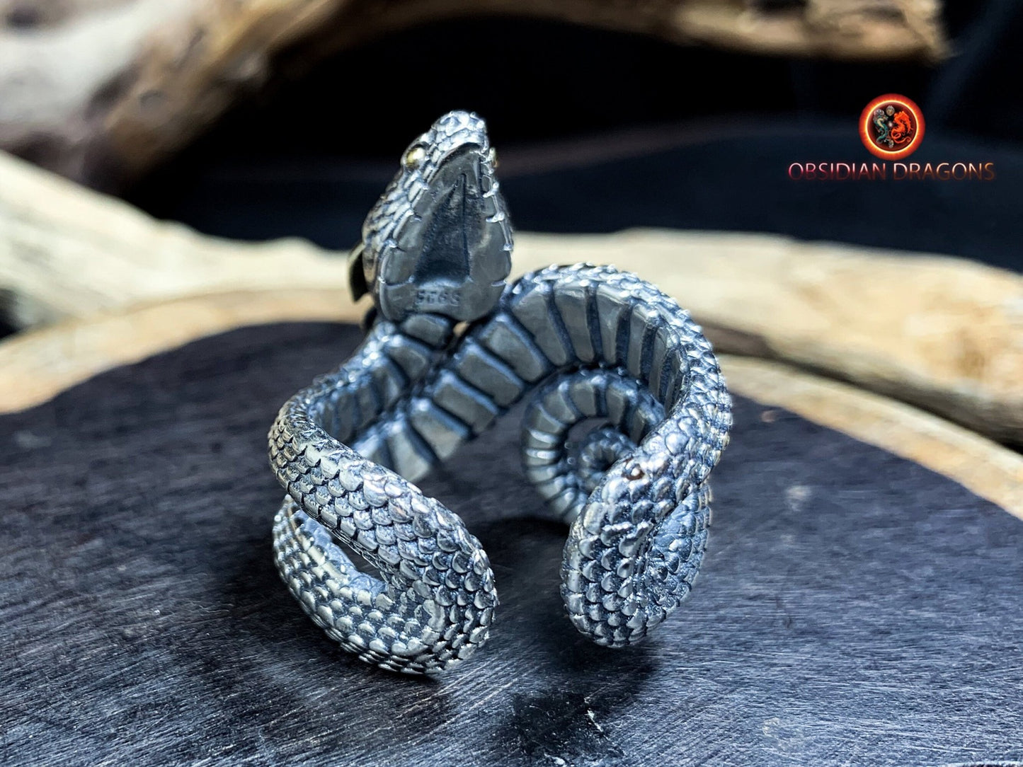 Bague serpent en argent 925- totem chamanique