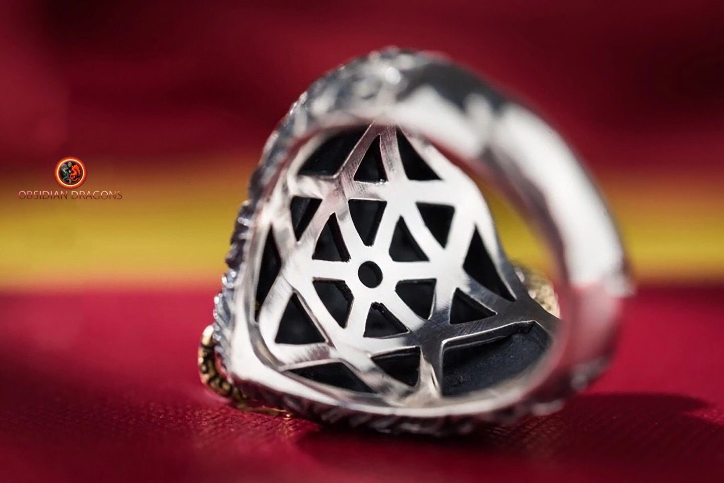 Bague, chevalière taureau, crâne, tete de mort. Argent 925, style Biker,Taille réglable. - obsidian dragon