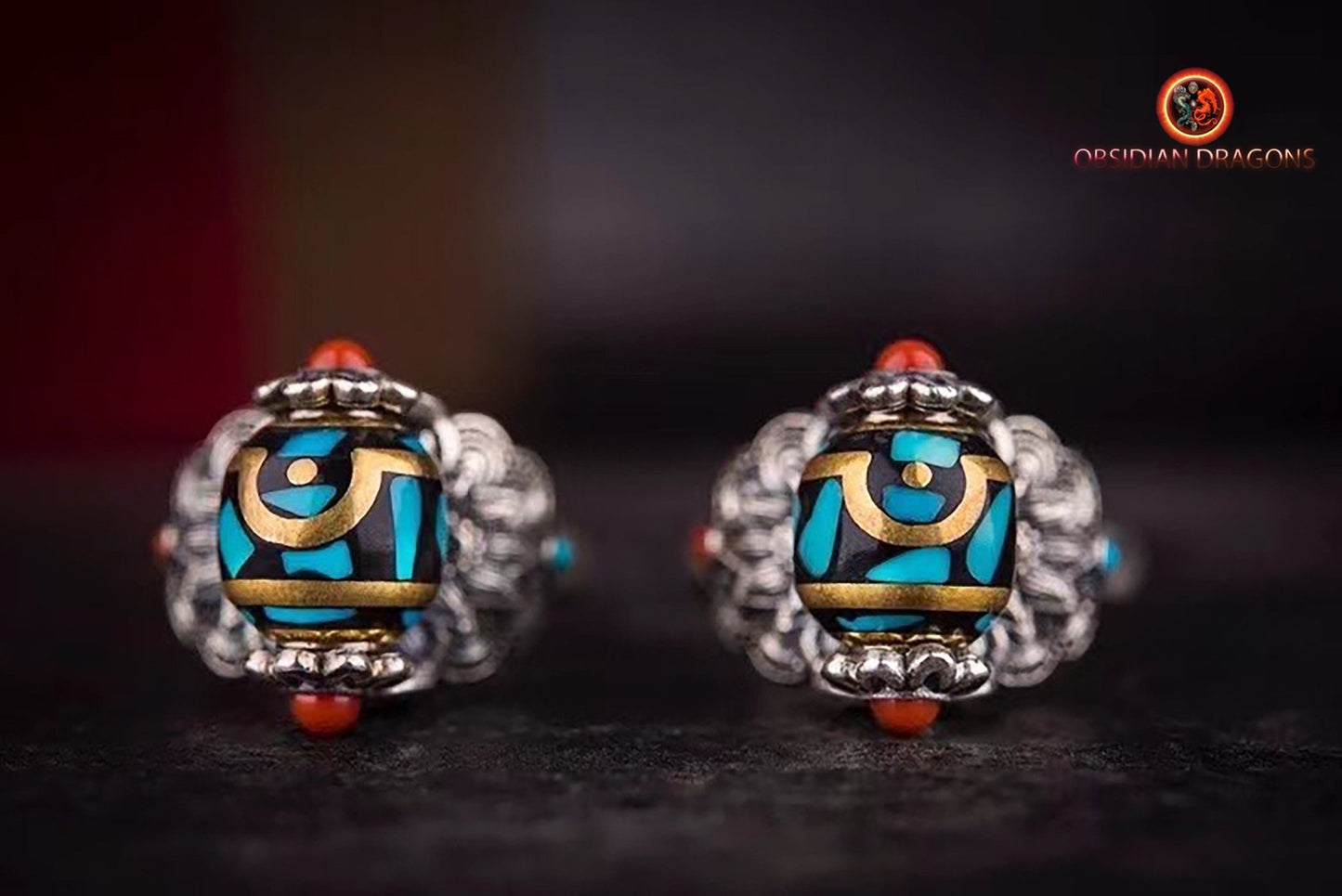 Bague DZI à deux yeux- protection tibétaine