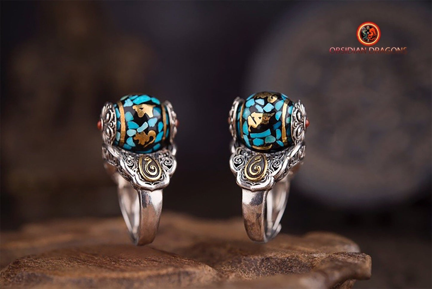 Bague tibétaine tournante- Om Mani Padme Hum