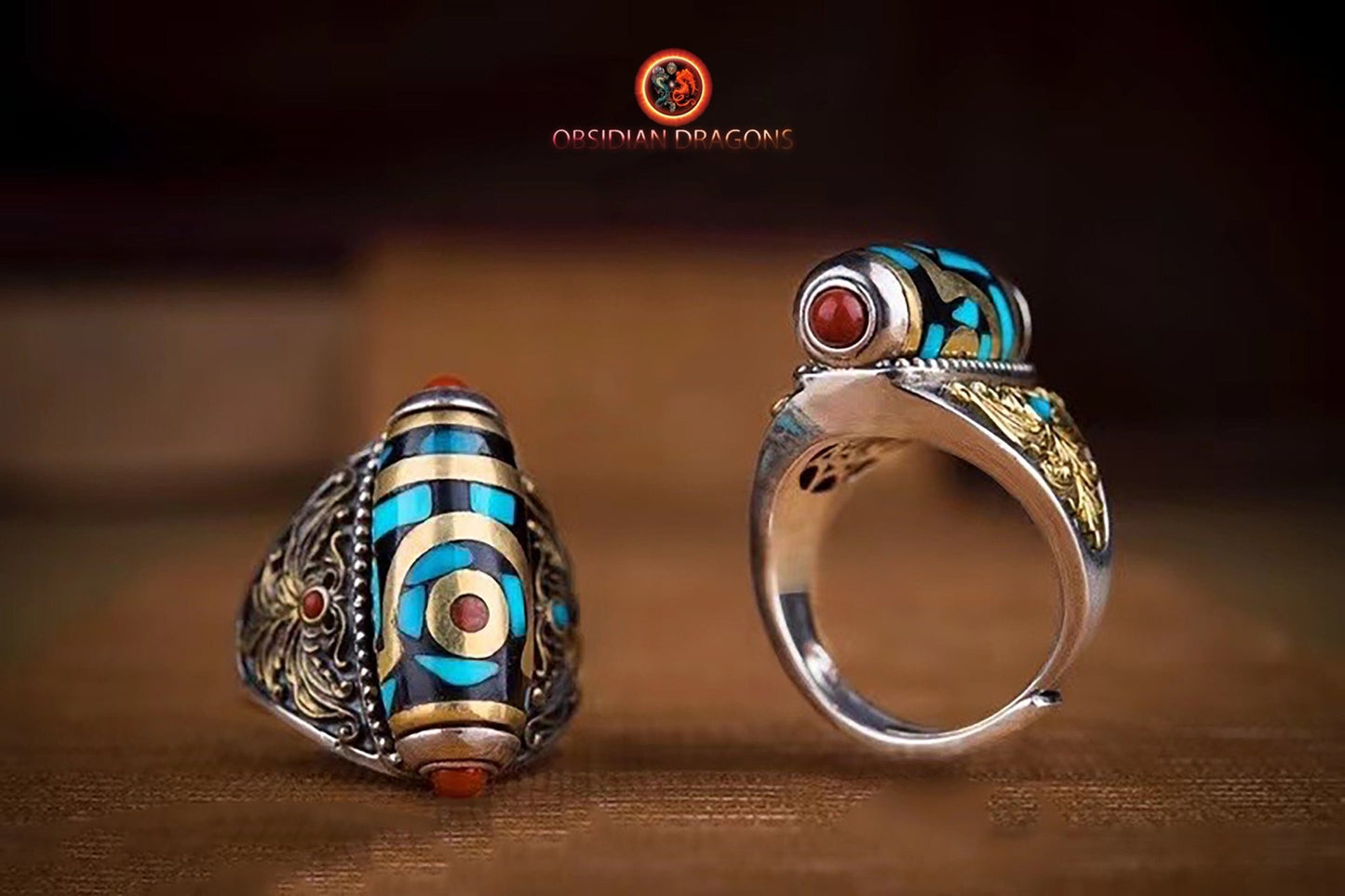 Bague DZI à deux yeux- Equilibre et harmonie