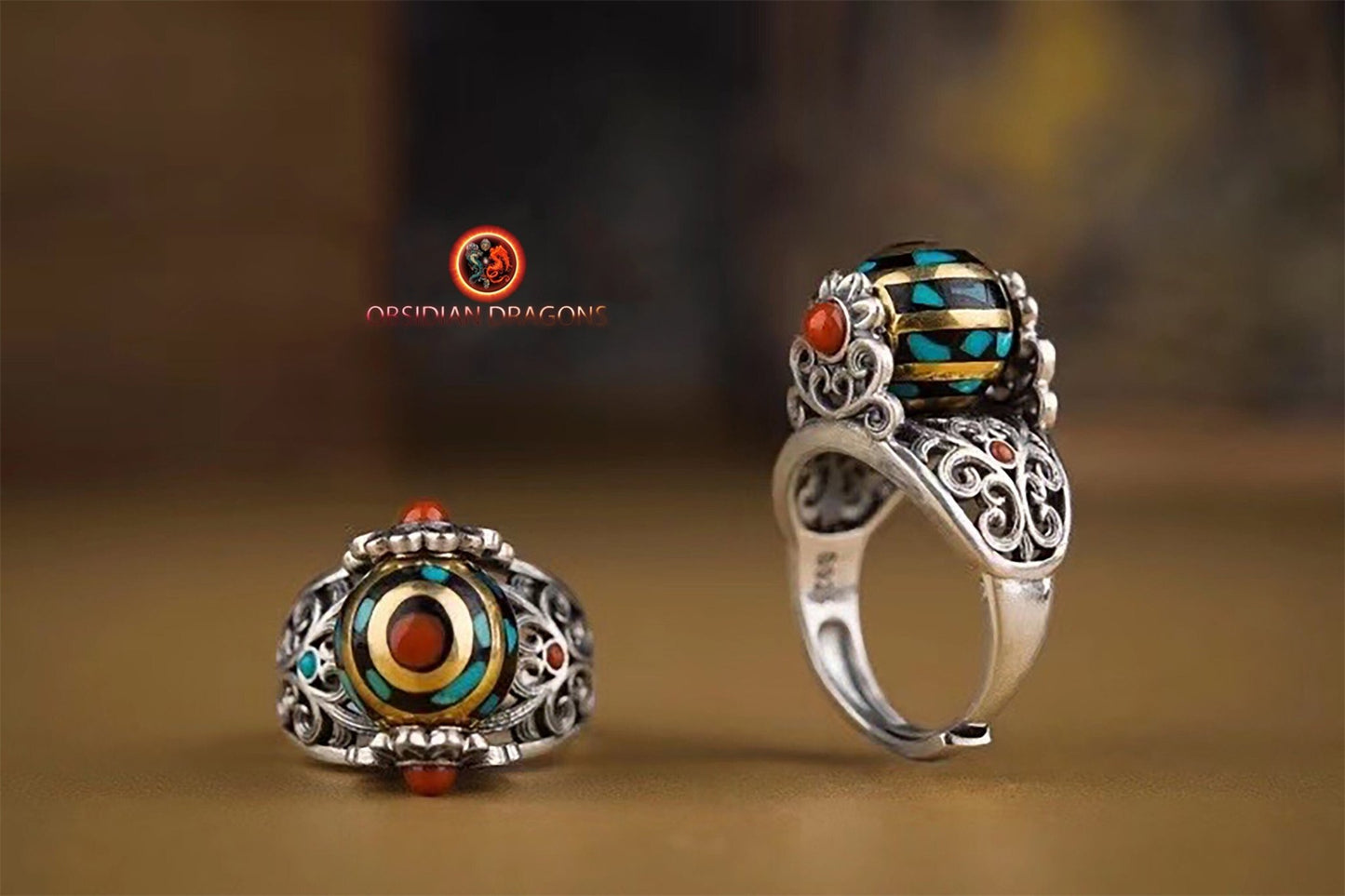 Bague DZI à deux yeux- Protection et clarté
