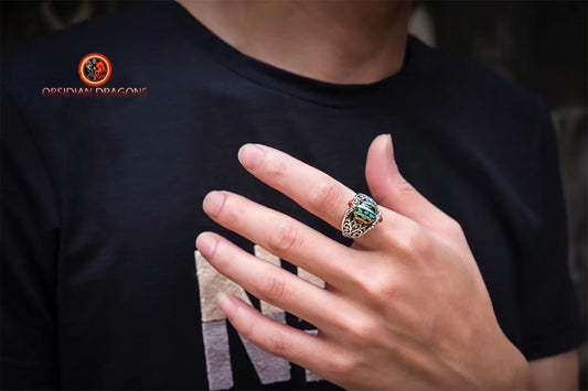 Bague DZI à deux yeux- Protection et clarté