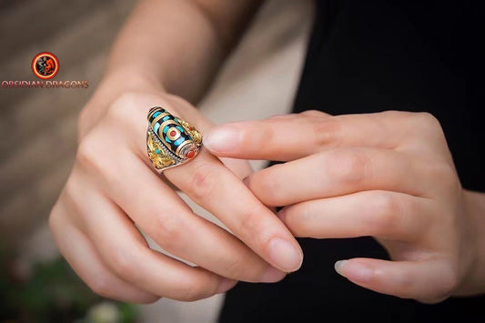 Bague DZI à deux yeux- Equilibre et harmonie