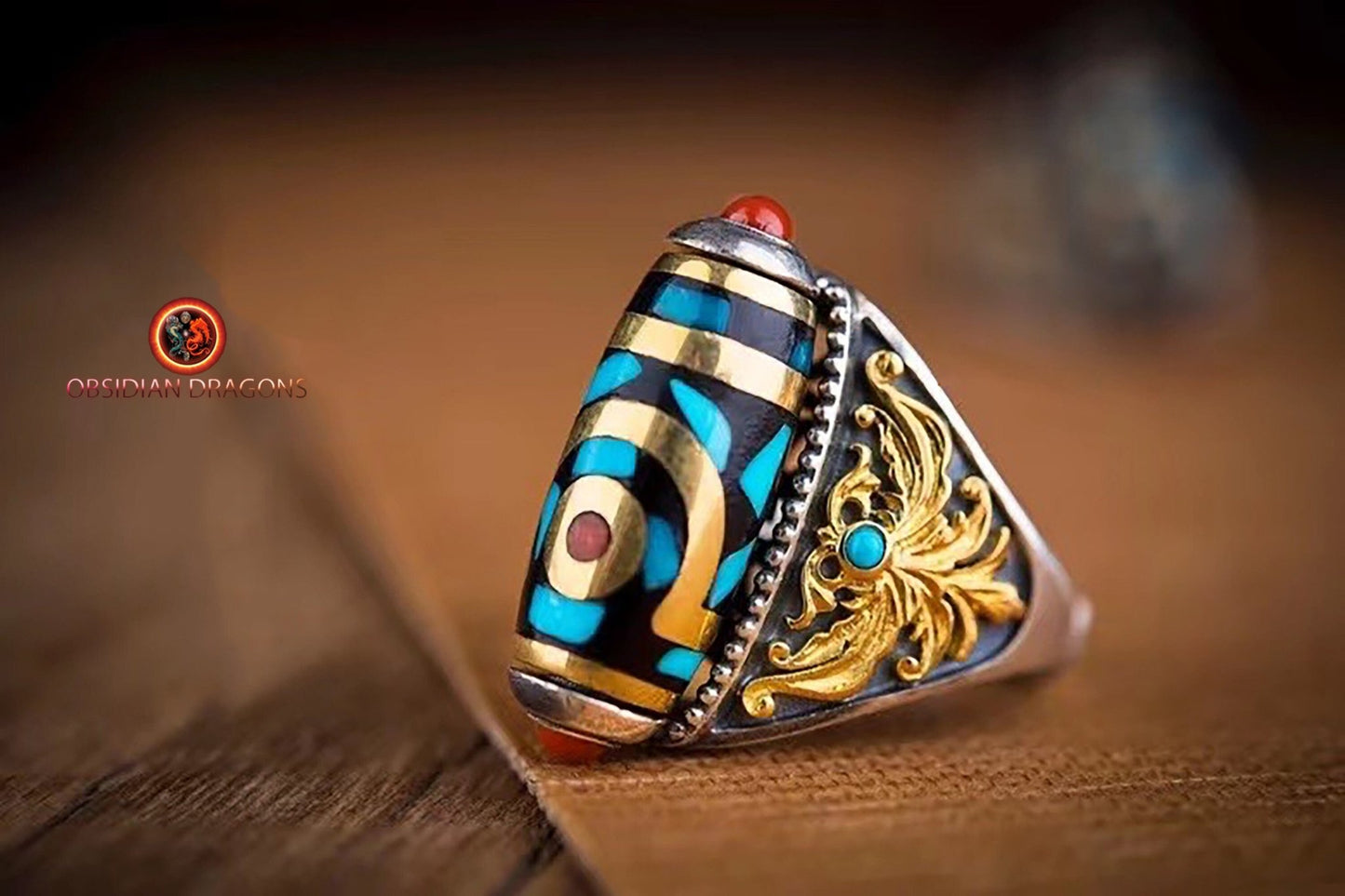 Bague DZI à deux yeux- Equilibre et harmonie