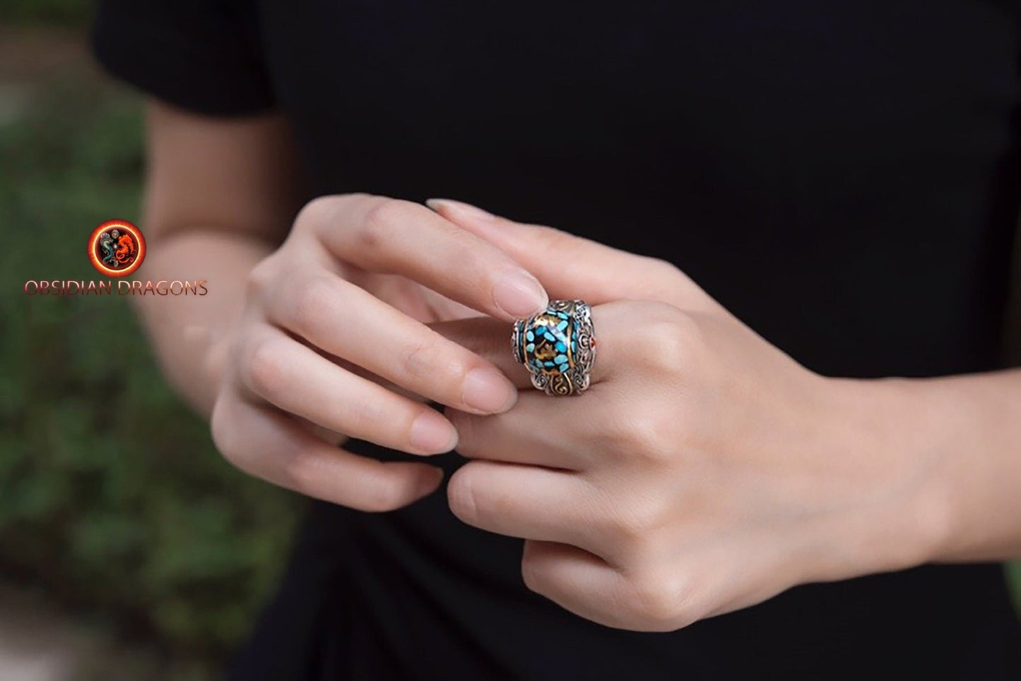 Bague tibétaine tournante- Om Mani Padme Hum