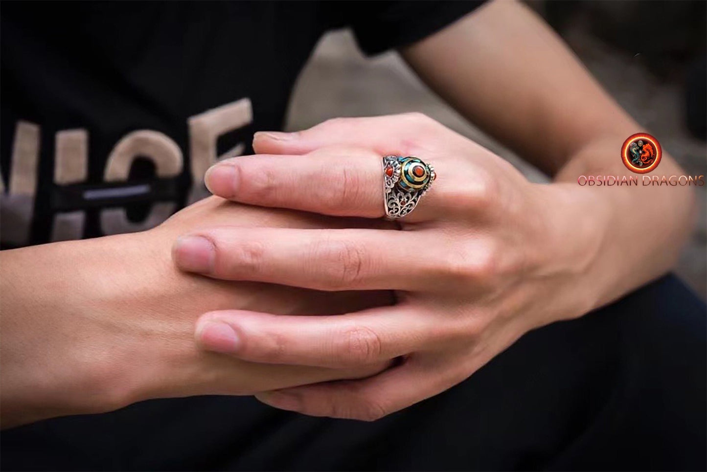 Bague DZI à deux yeux- Protection et clarté